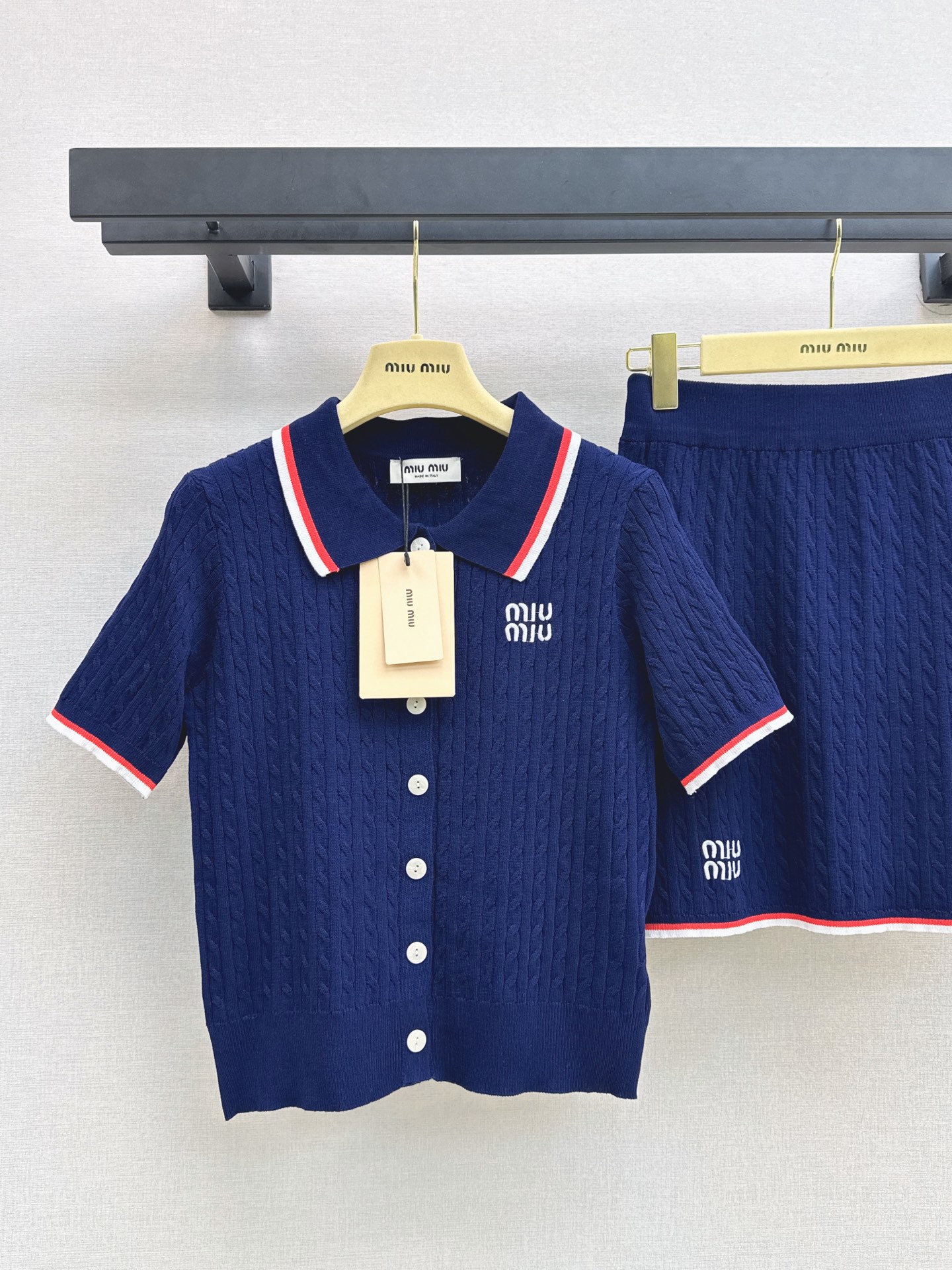 Miu 26fw knit polo skirt sets