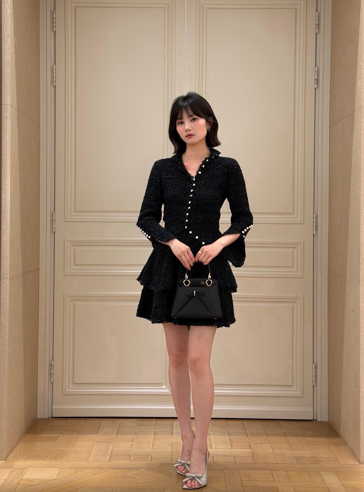 CD 26fw pleated tweed skirt