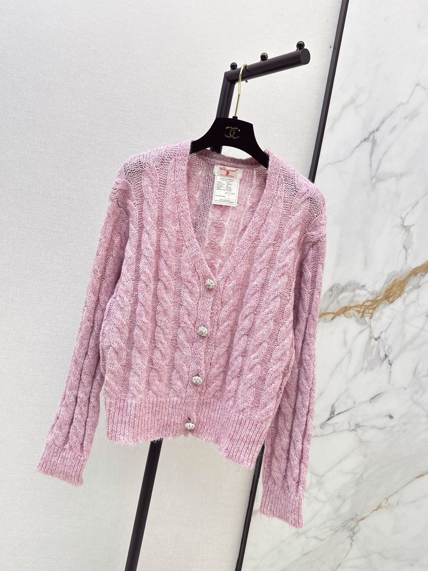 Chan 26fw cable jacquard cardigan
