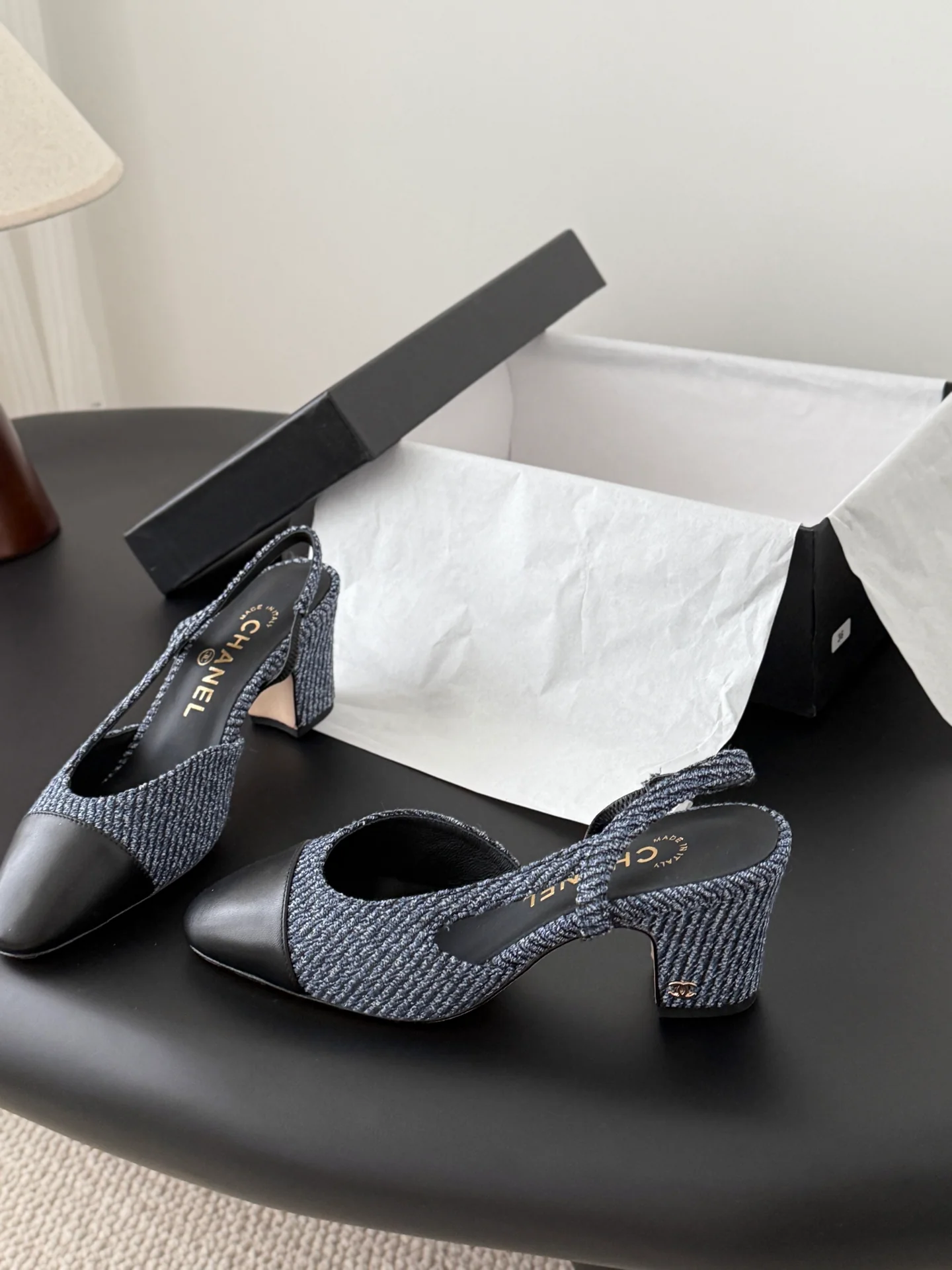 Chan 25fw slingback chunky heels