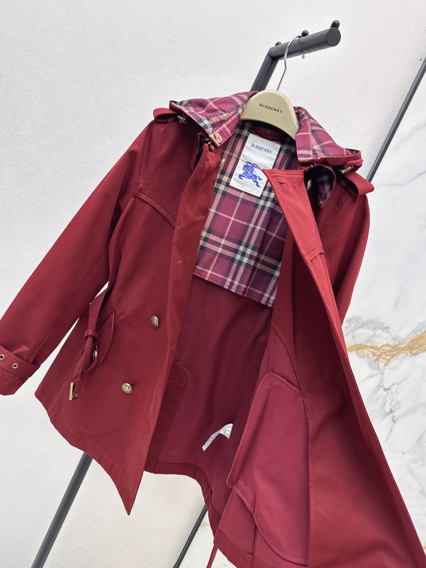 Bur 26fw hooded cropped trench coats