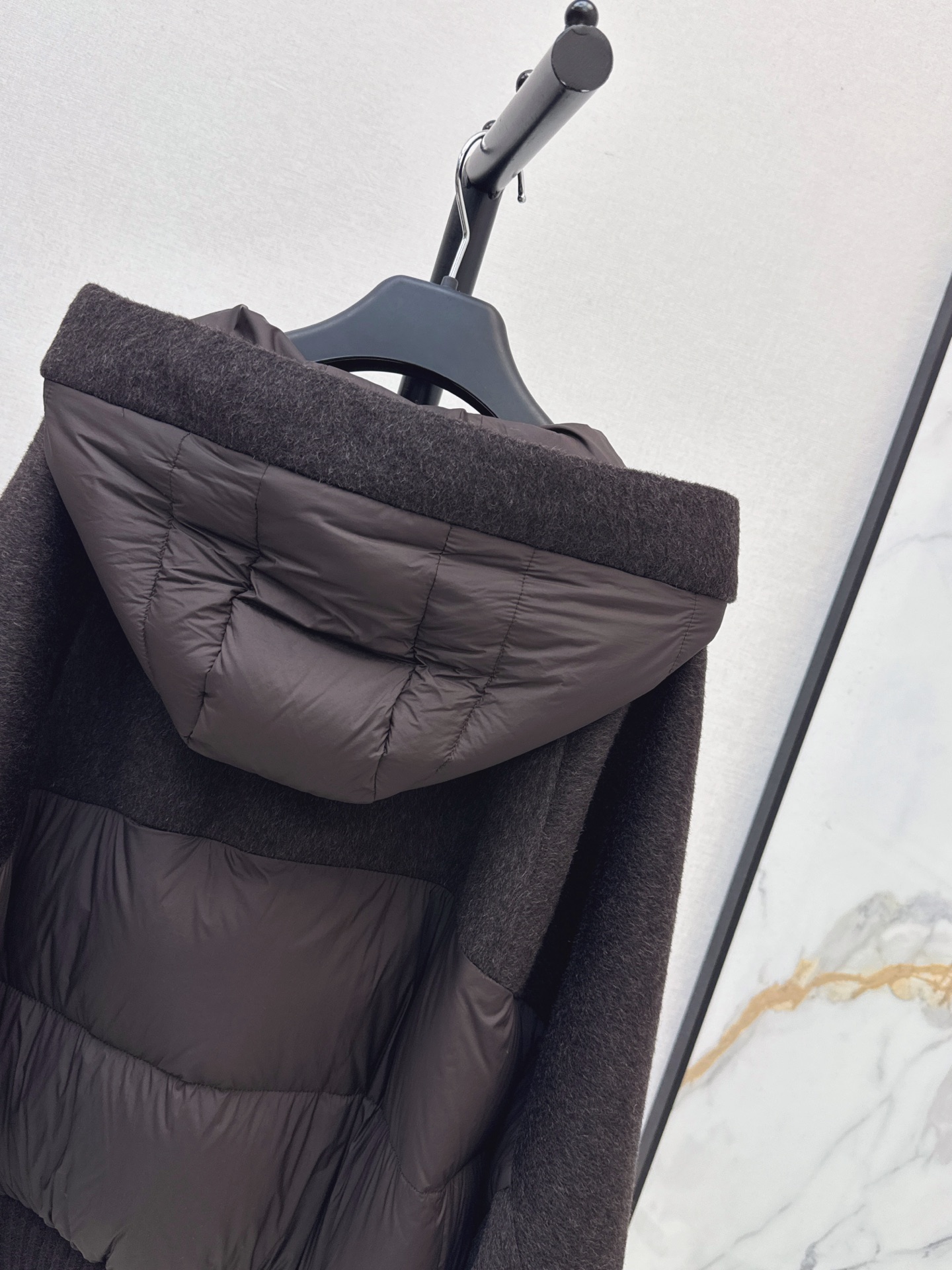 Max 26fw wool contract hooded down jacket