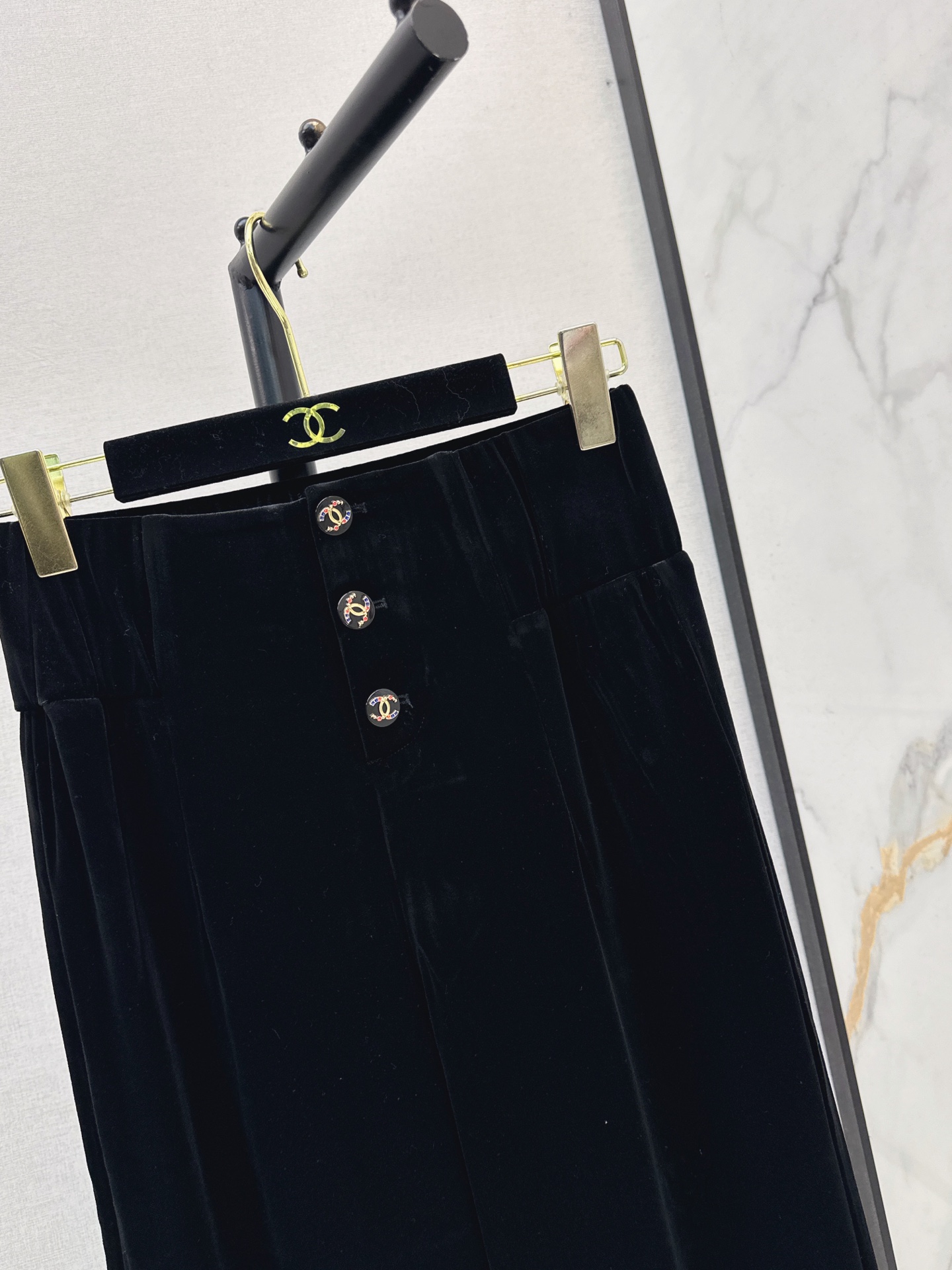 Chan 26fw velvet straight-leg pants