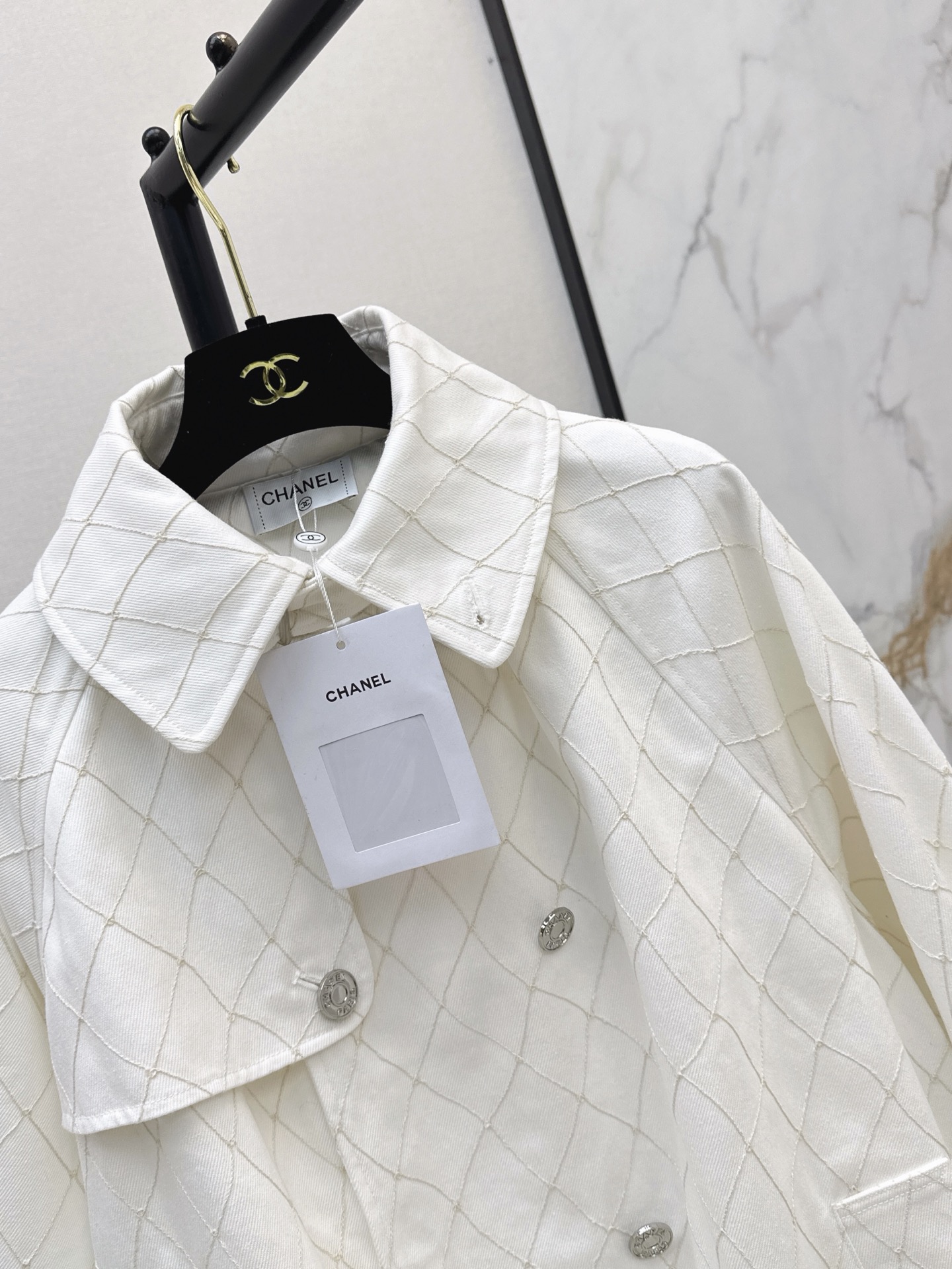 Chan 26fw cropped denim trench coats
