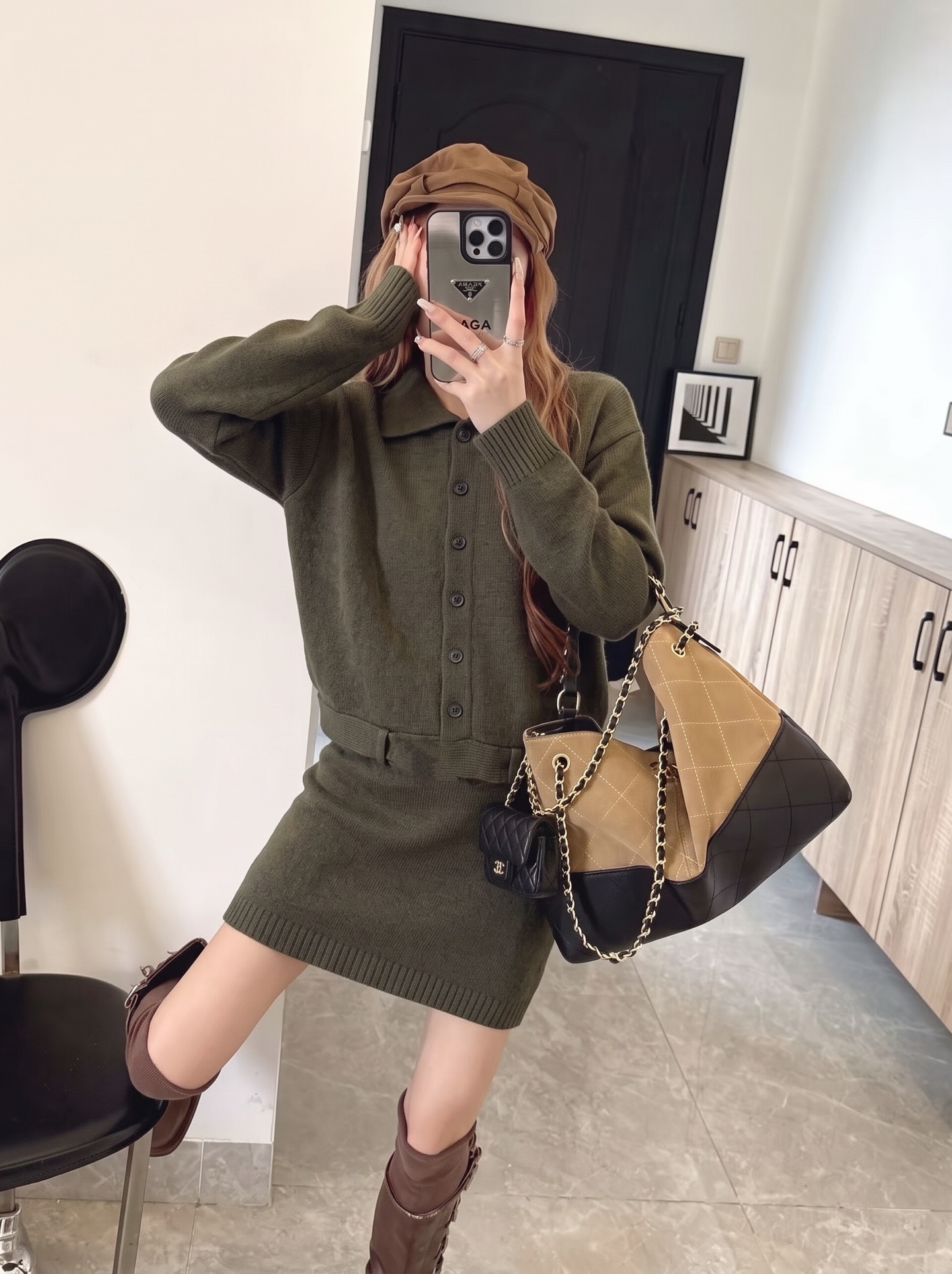 Max 26fw knit cardigan skirt sets