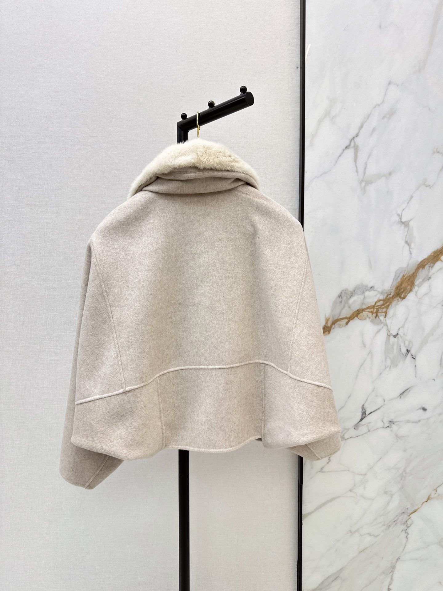 Brun 26fw fur-trim wool jacket