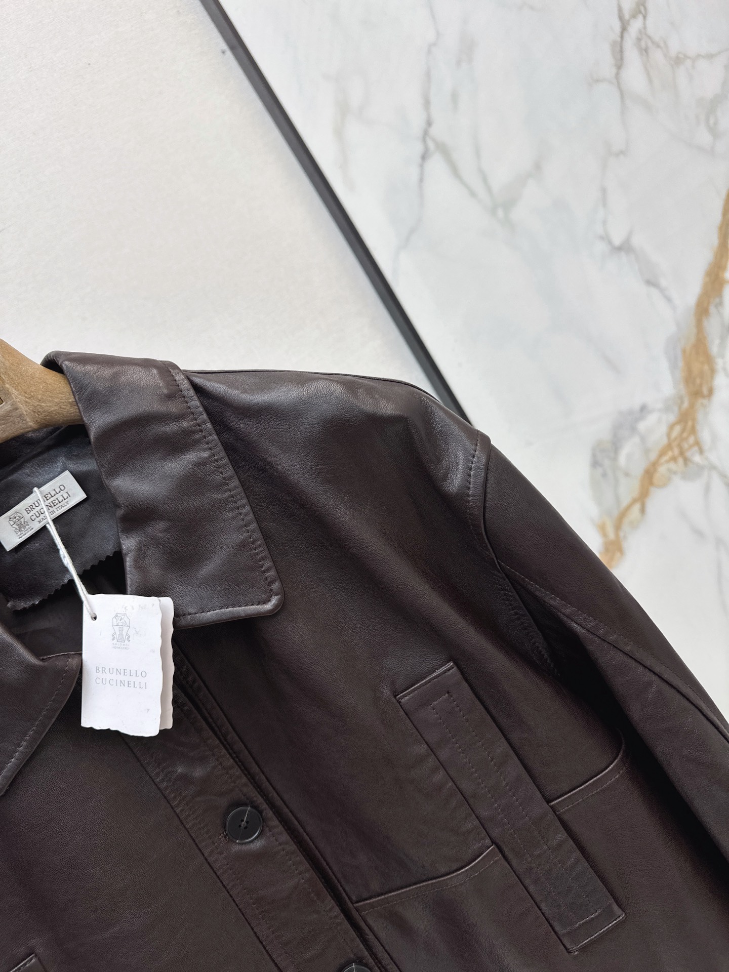 Brun 26fw cropped leather jacket
