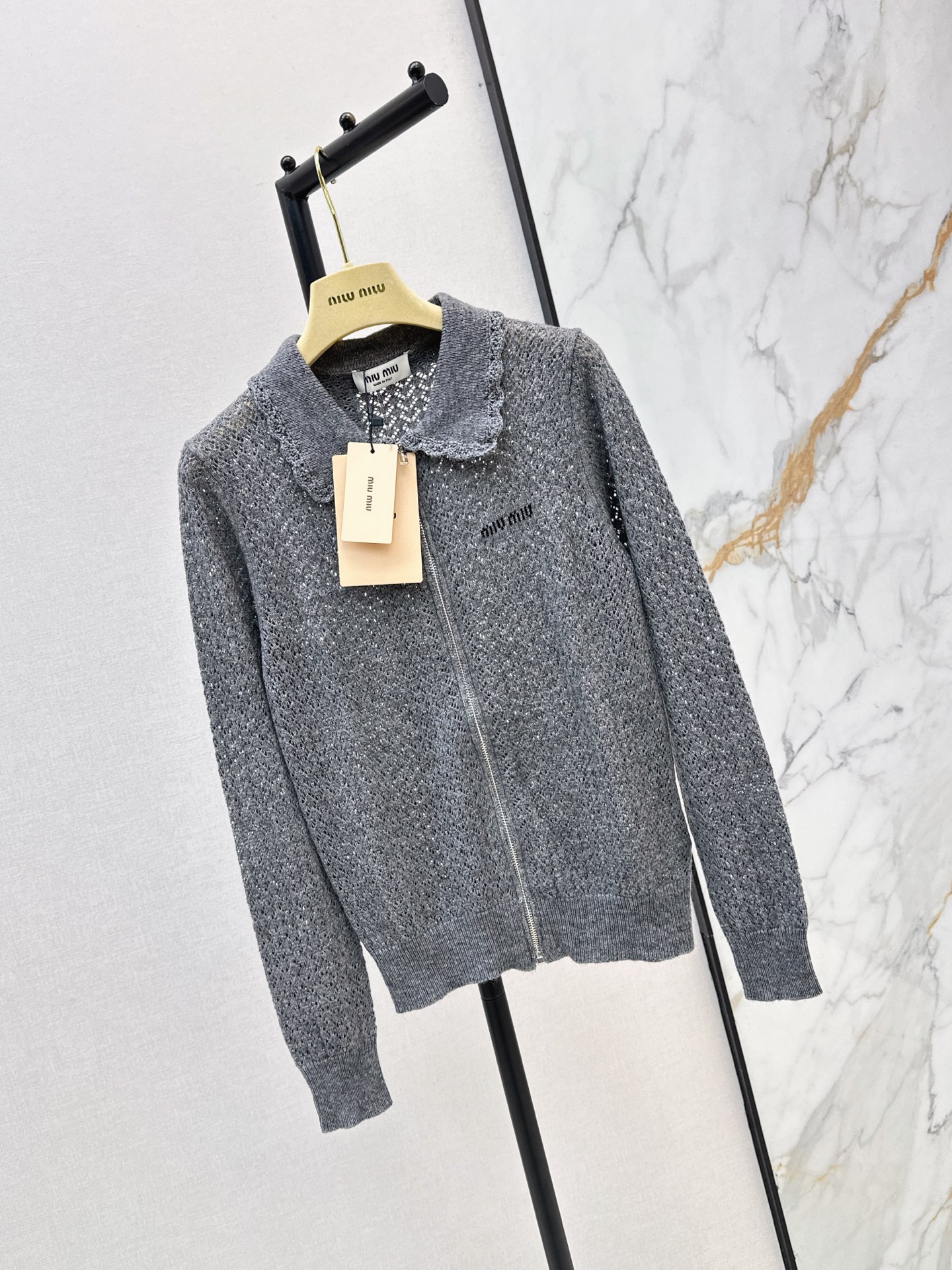 Miu 26fw knit zipper sweater