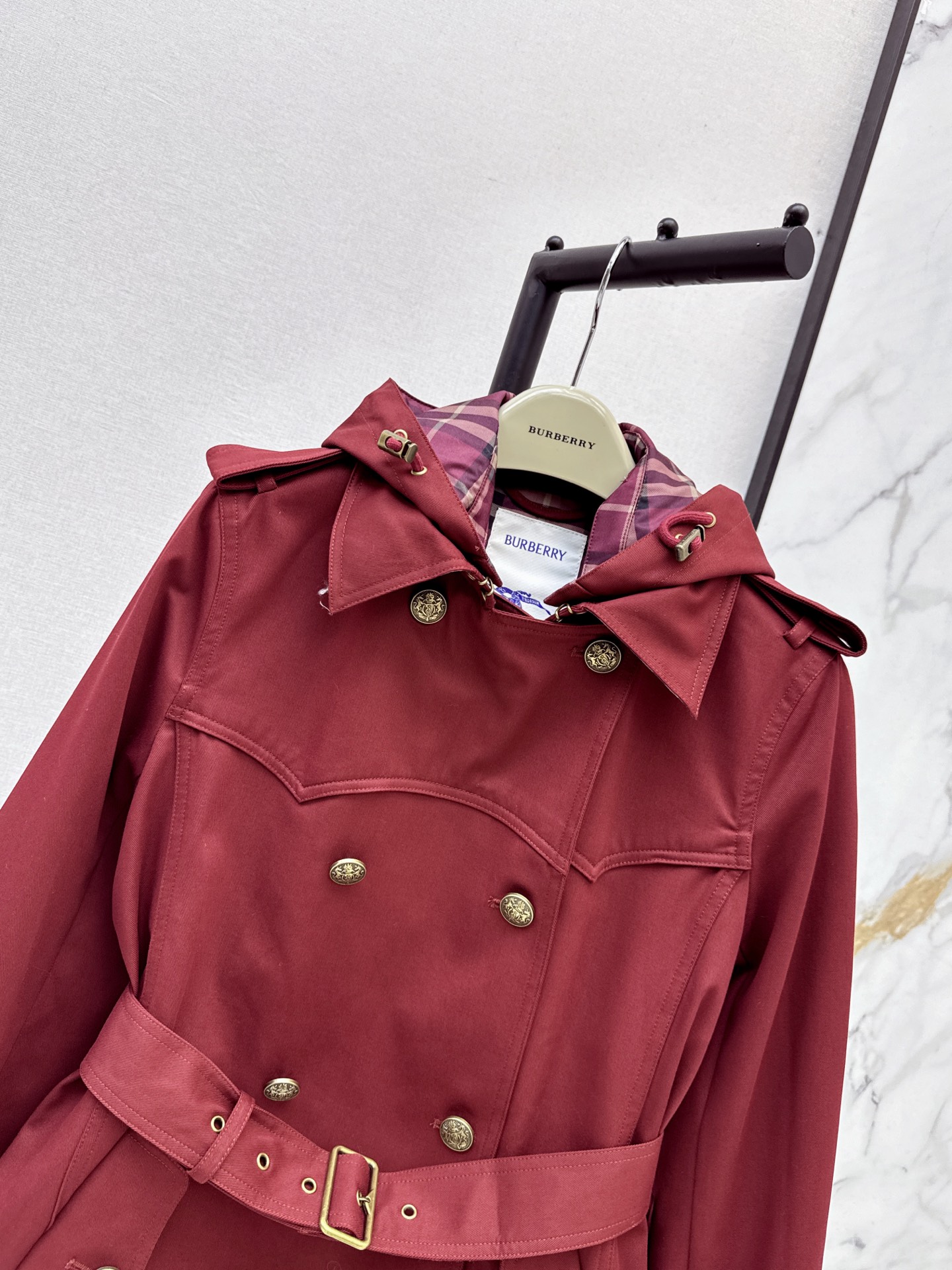 Bur 26fw hooded cropped trench coats