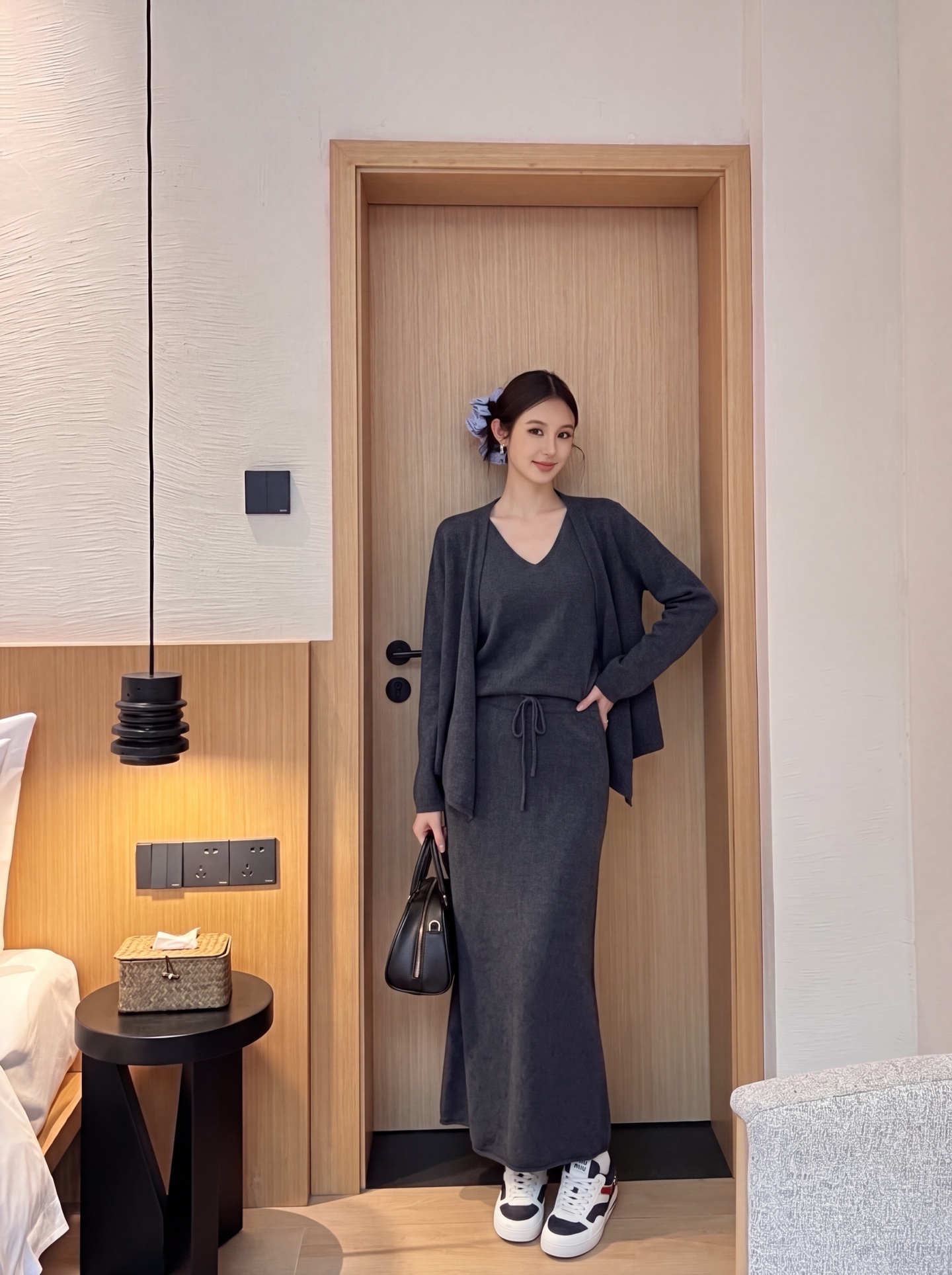 Max 26fw wool knit vest cardigan skirt sets