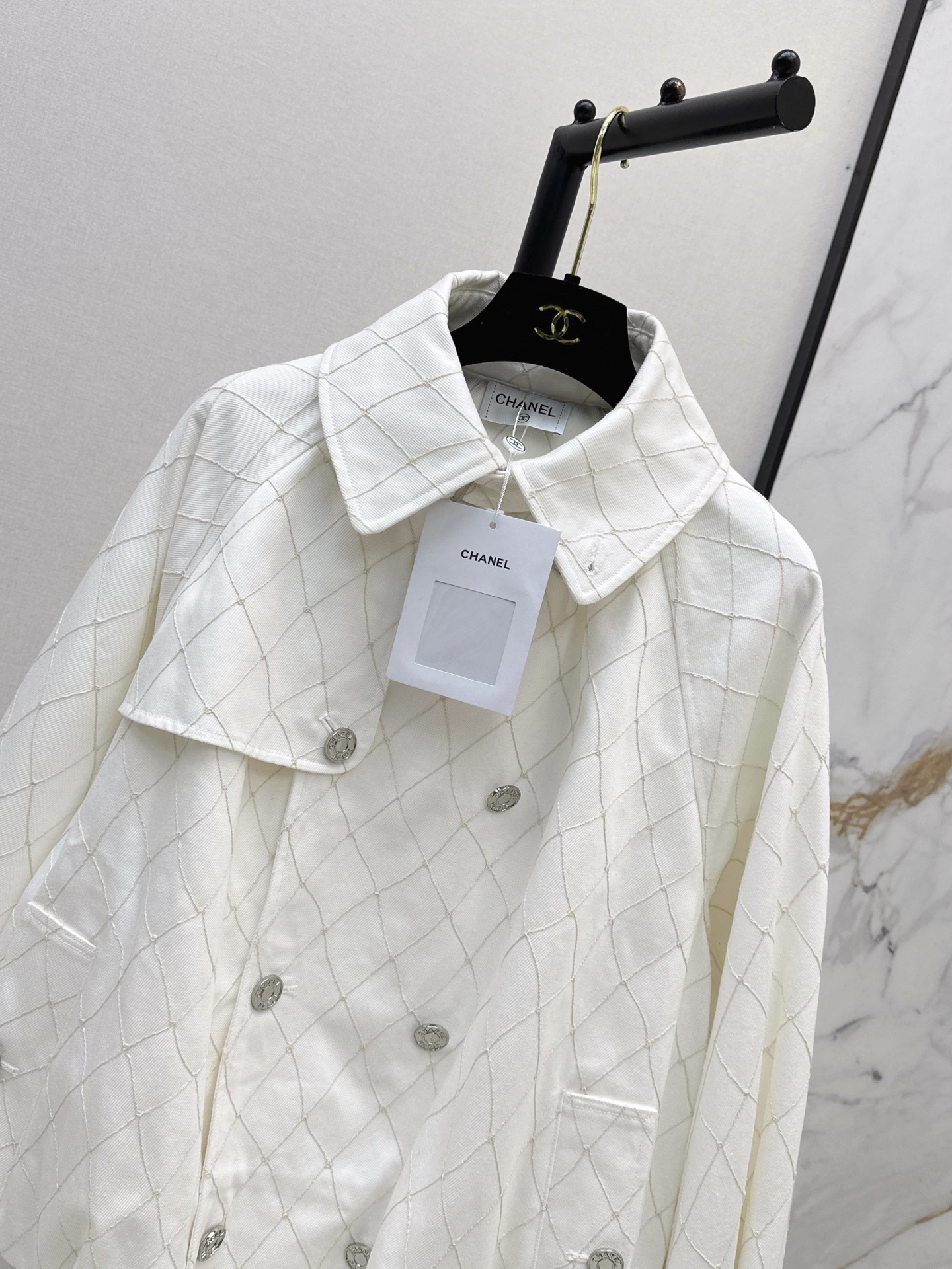 Chan 26fw cropped denim trench coats