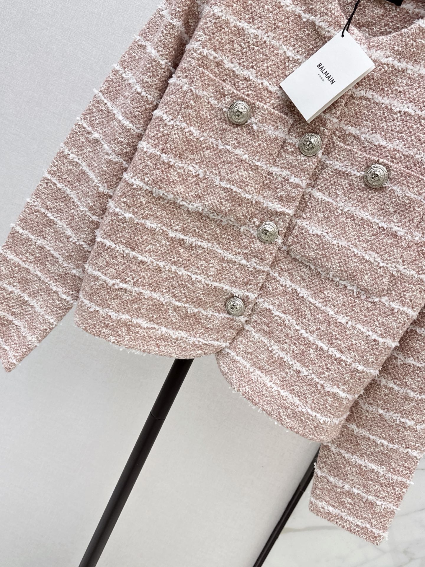 Bal 26fw stripe knit cardigan