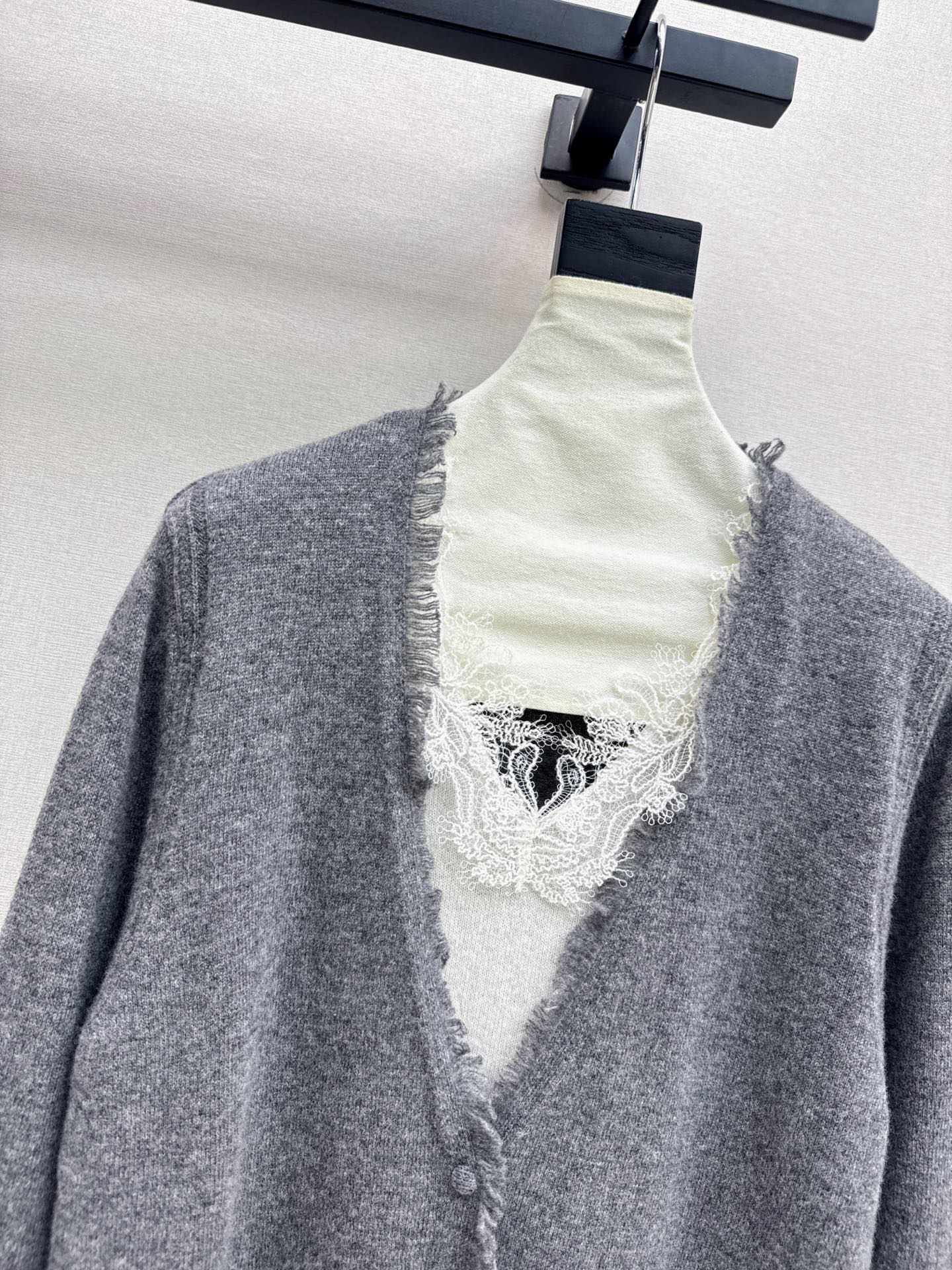 ES 26fw lace contract wool cardigan