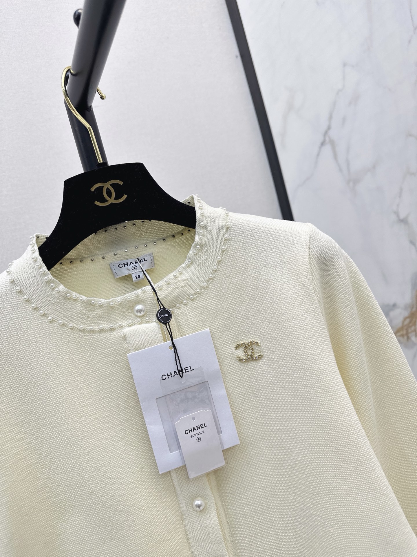 Chan 26fw beading knit cardigan