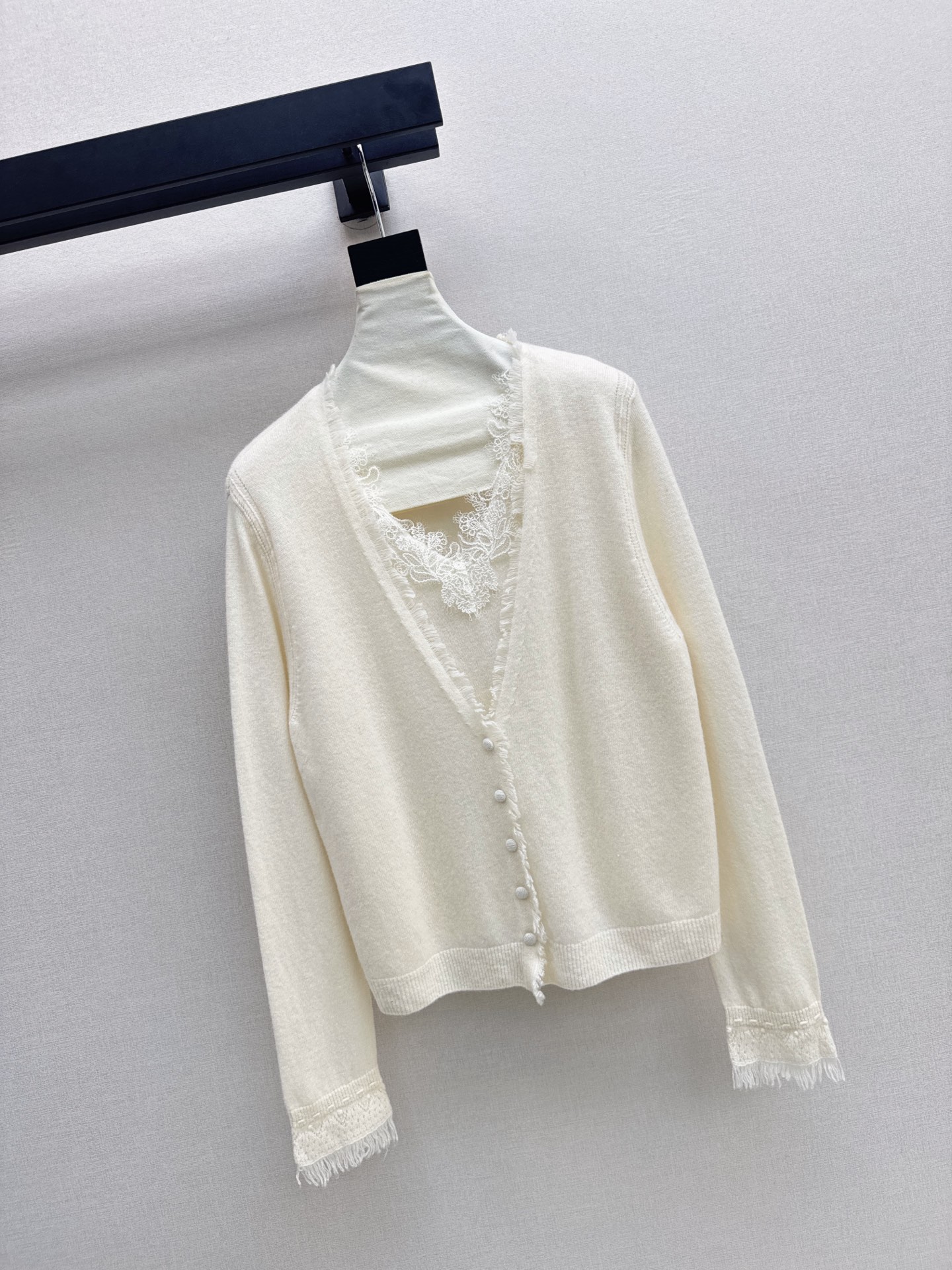 ES 26fw lace contract wool cardigan