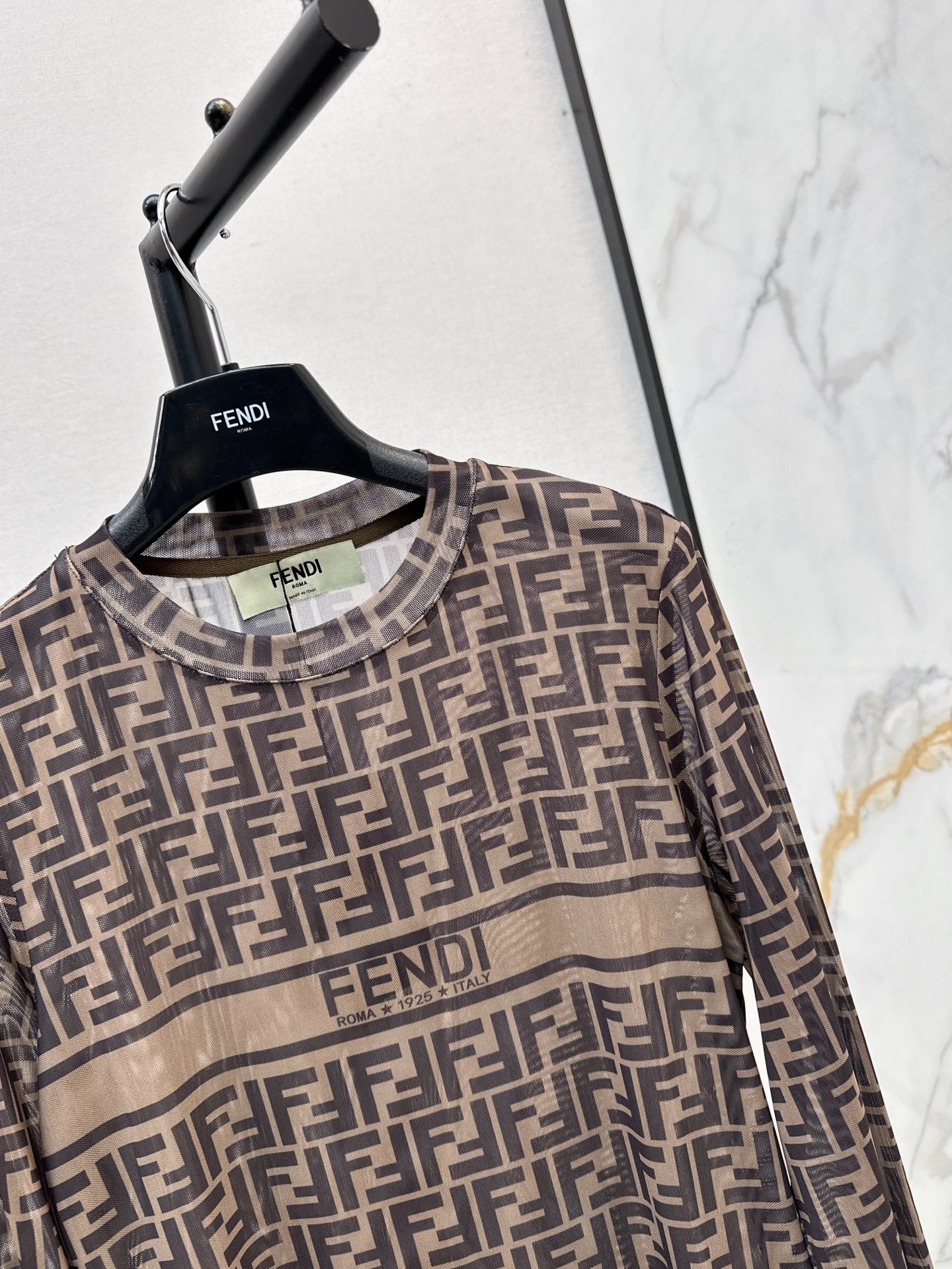 Fen 26fw print mesh basic tee