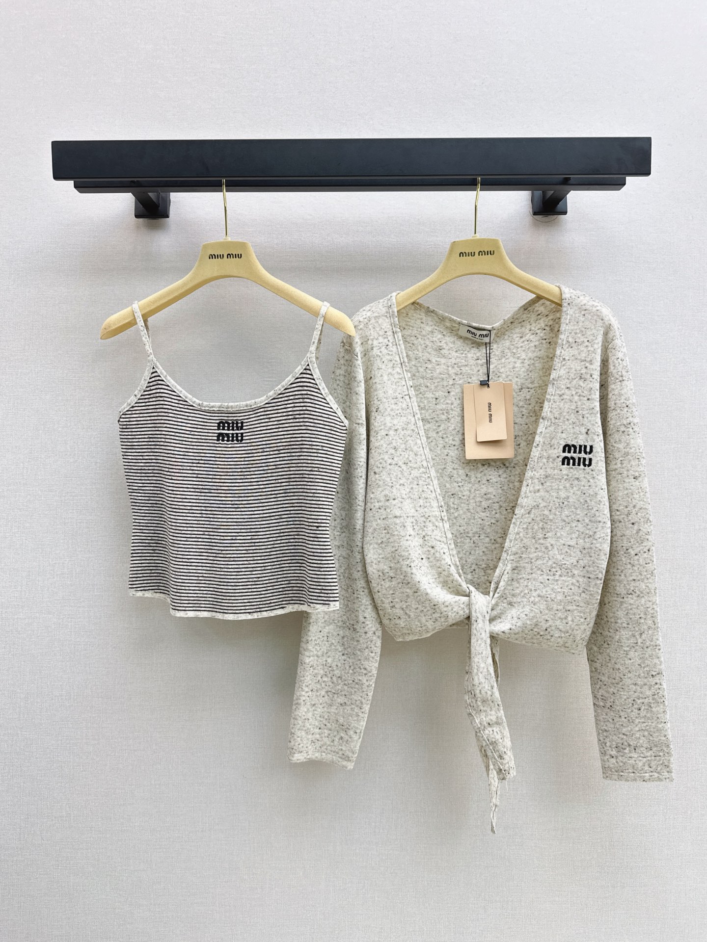 Miu 26fw stripe knit vest cardigan sets