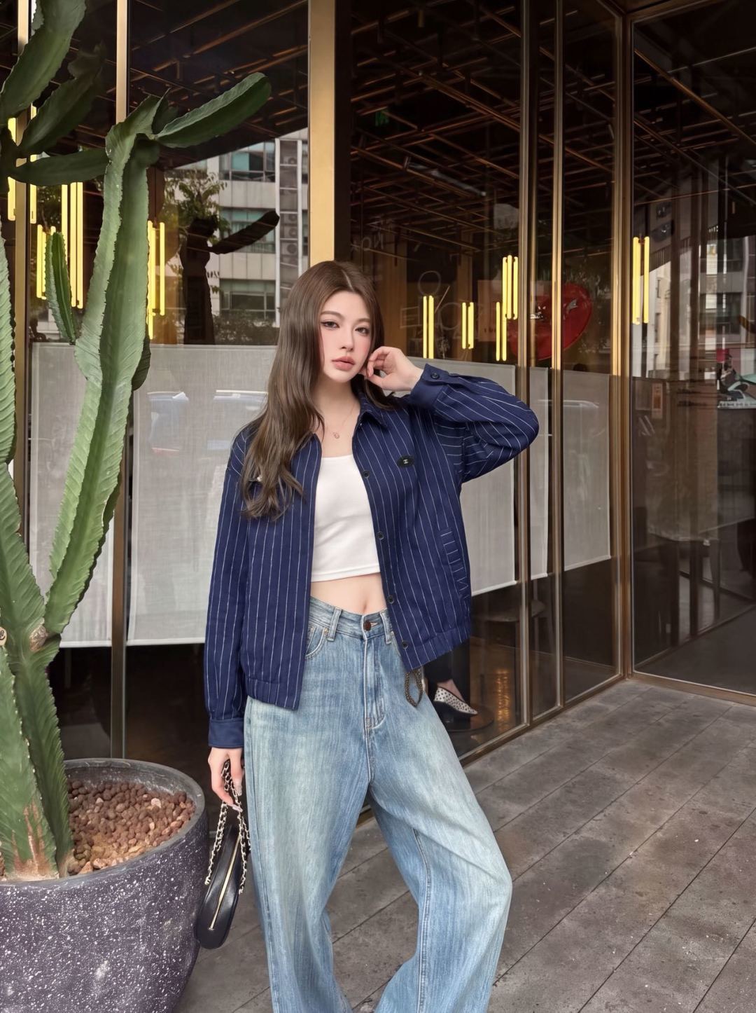 Chan 26fw stripe shirt jacket