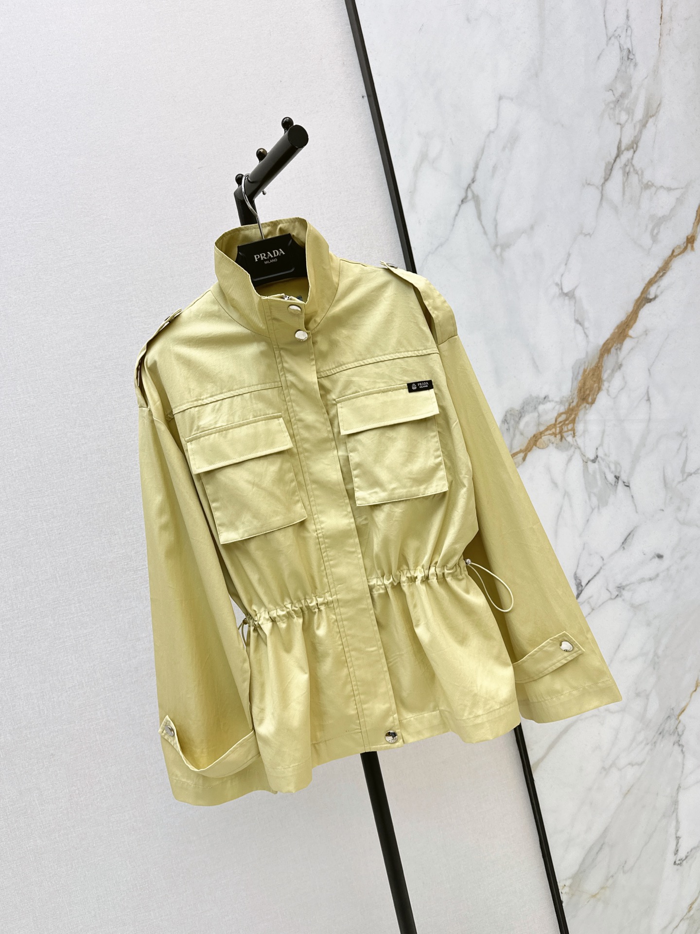 Pra 26fw drawstring stand collar jacket