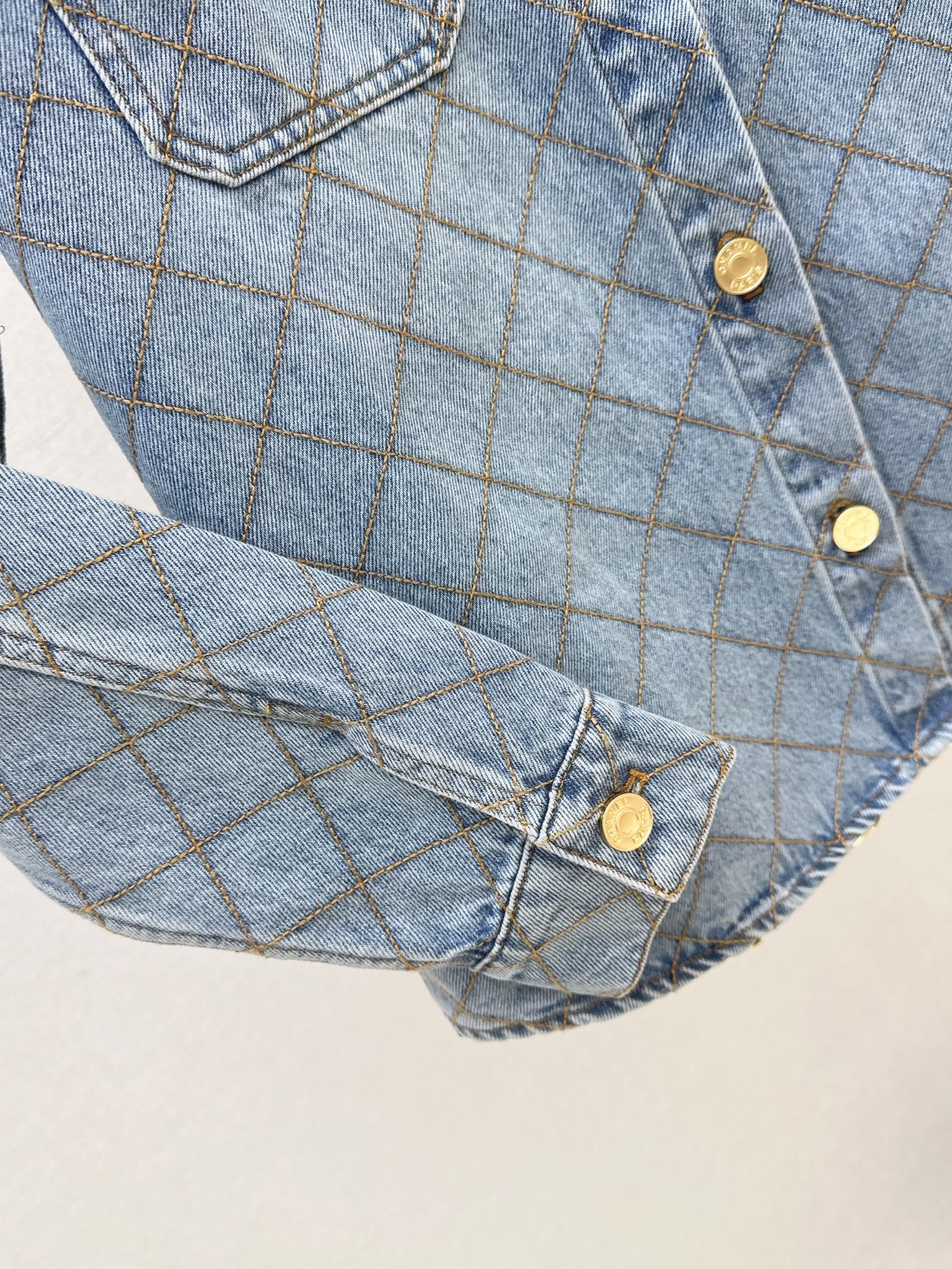 Chan 26fw diamond pattern denim shirt jacket