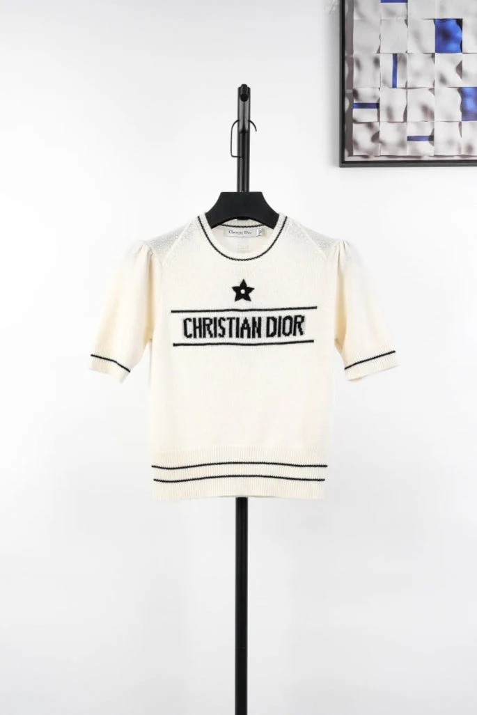 D 25ss wool embroidered knitted t-shirt