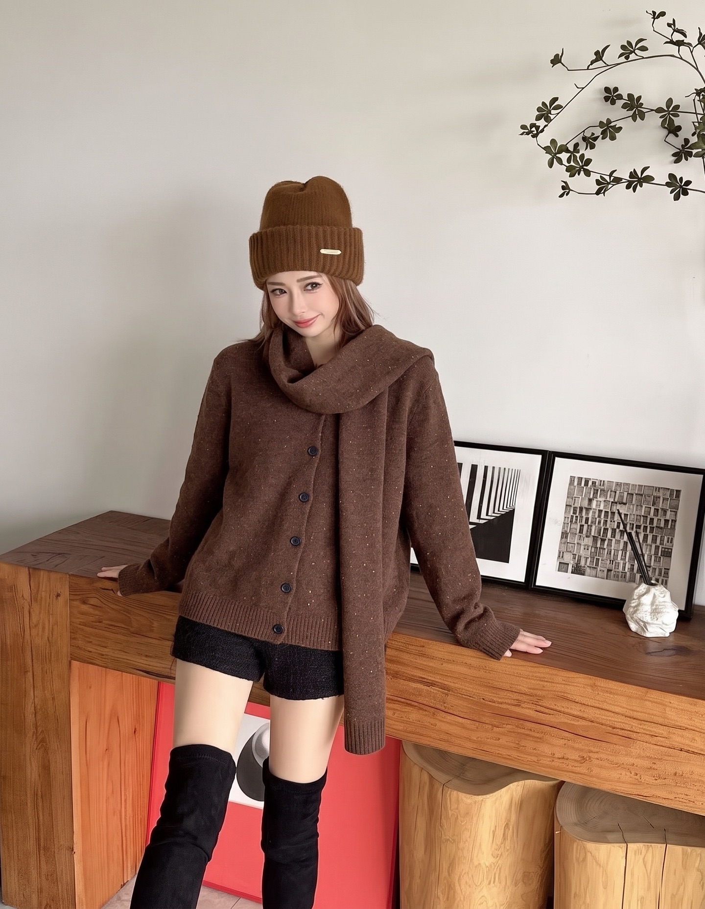 Row 26fw knit shawls cardigan sets