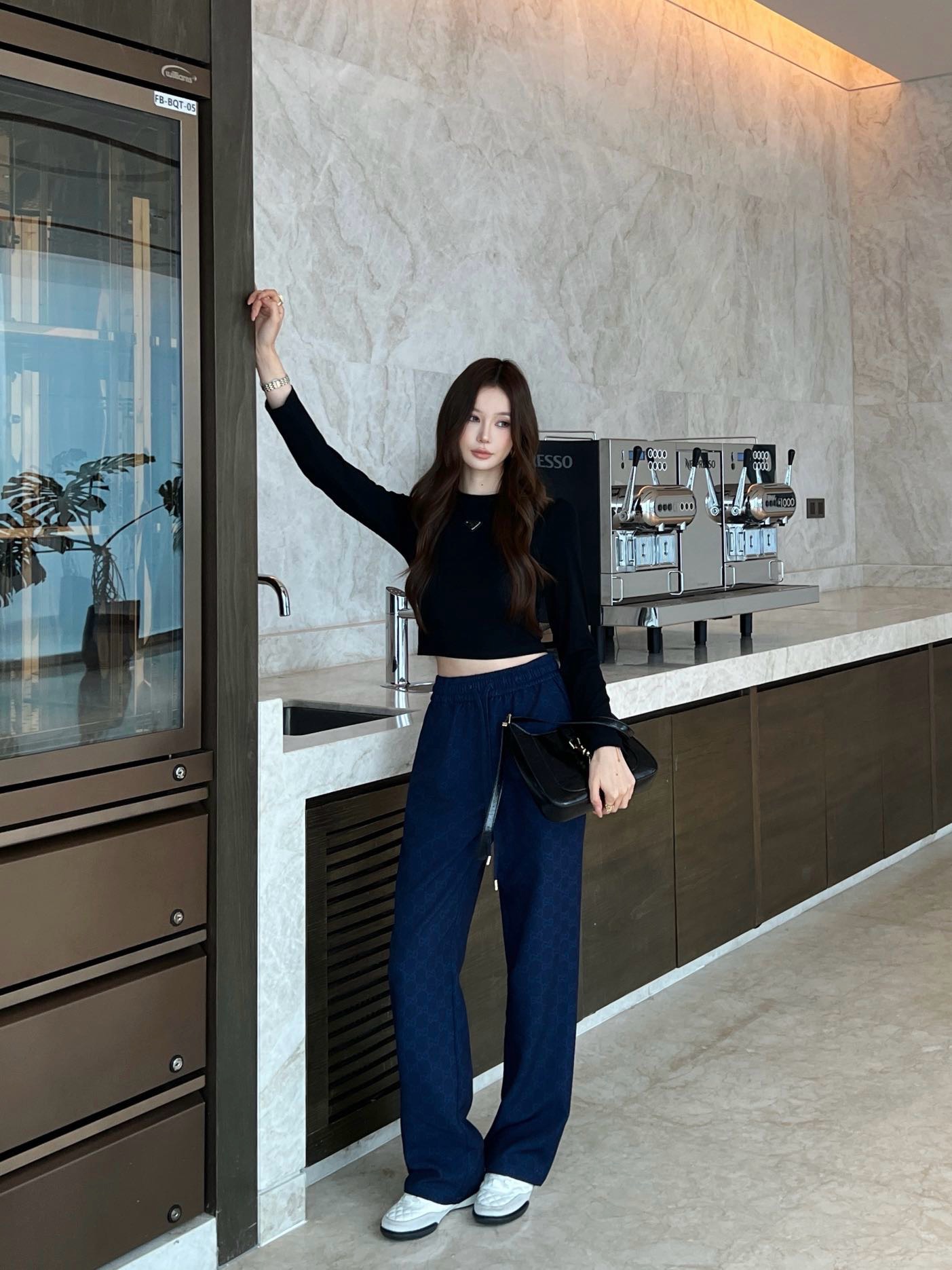 Guc 26fw jacquard wide-leg pants