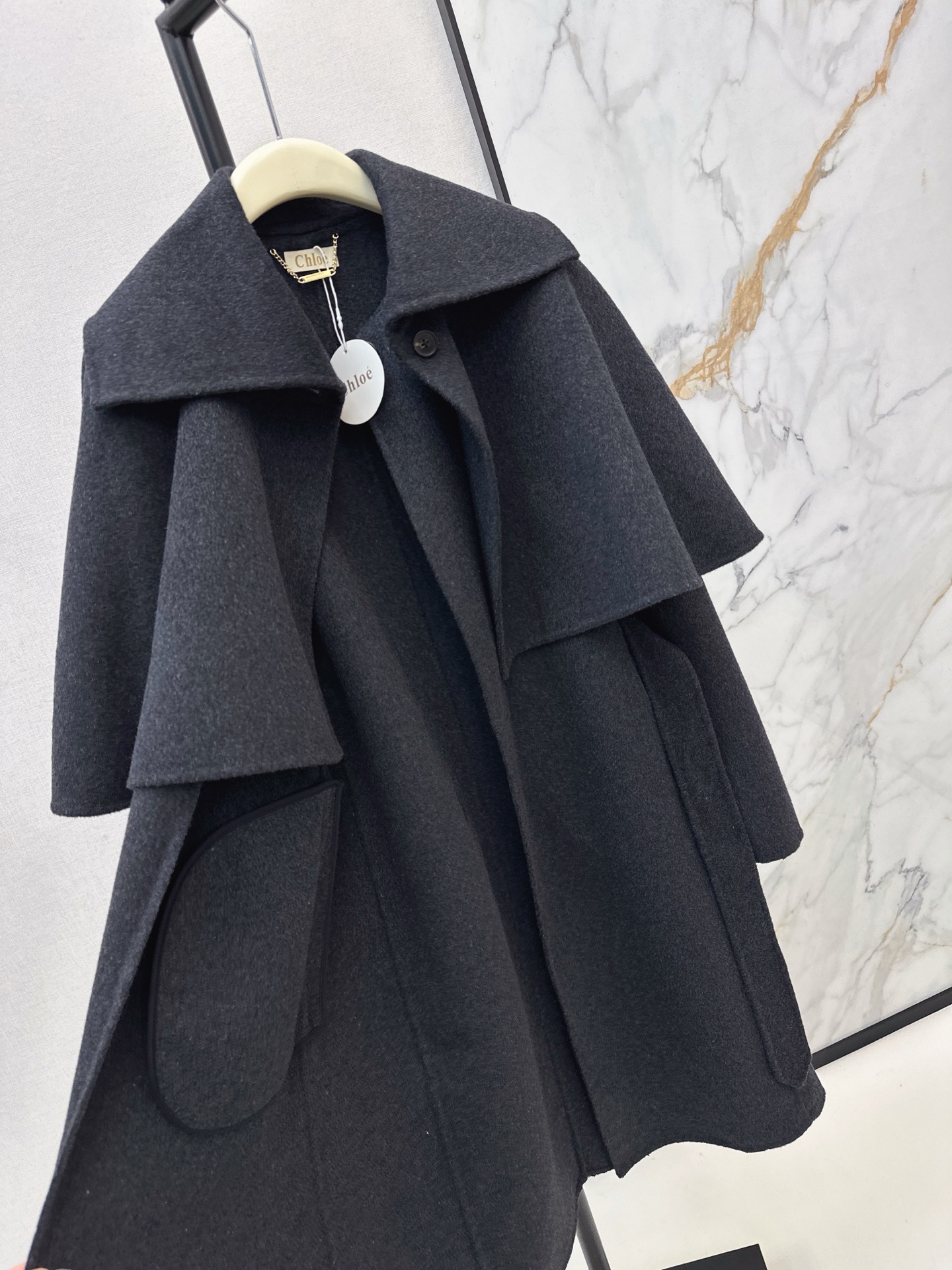 Chol 26fw detachable woolen cape overcoats