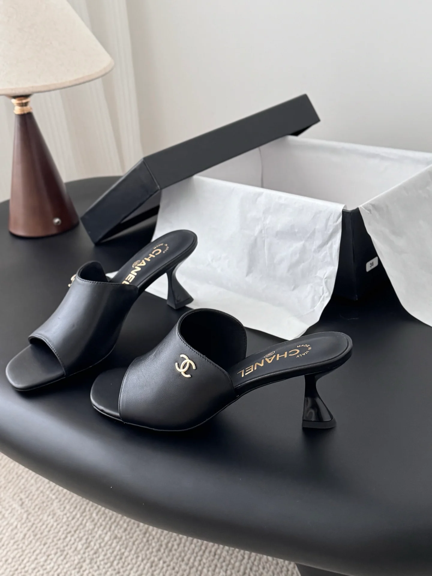 Chan 25fw kitten slides sandals