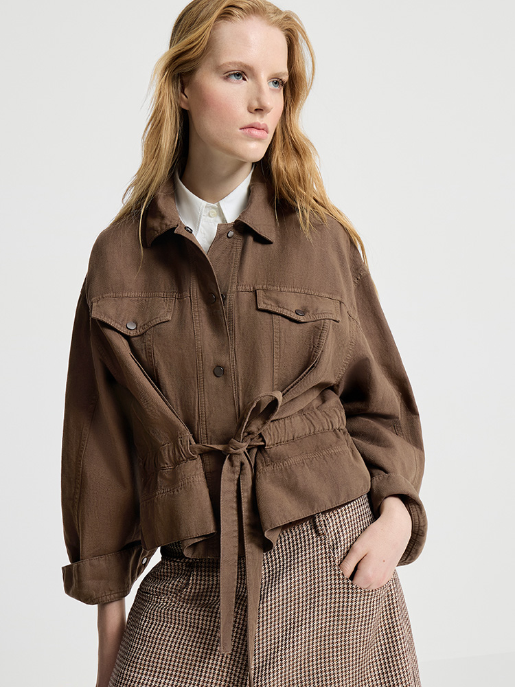 Brun 26fw drawstring denim jacket