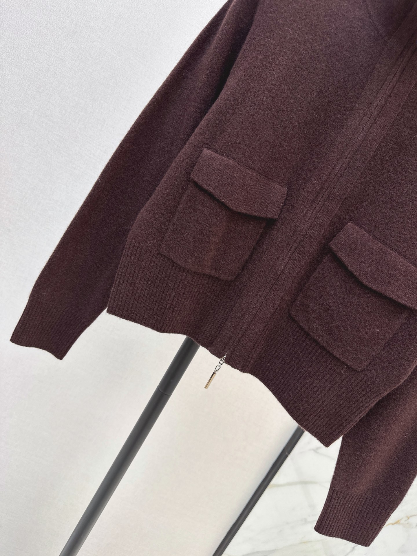 Brun 26fw stand collar knit cardigan