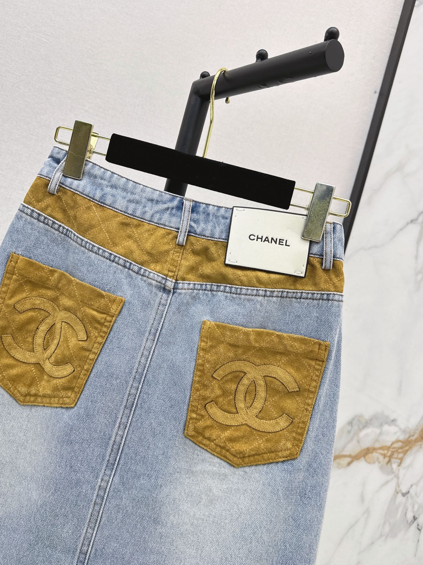 Chan 26fw suede contract denim skirt
