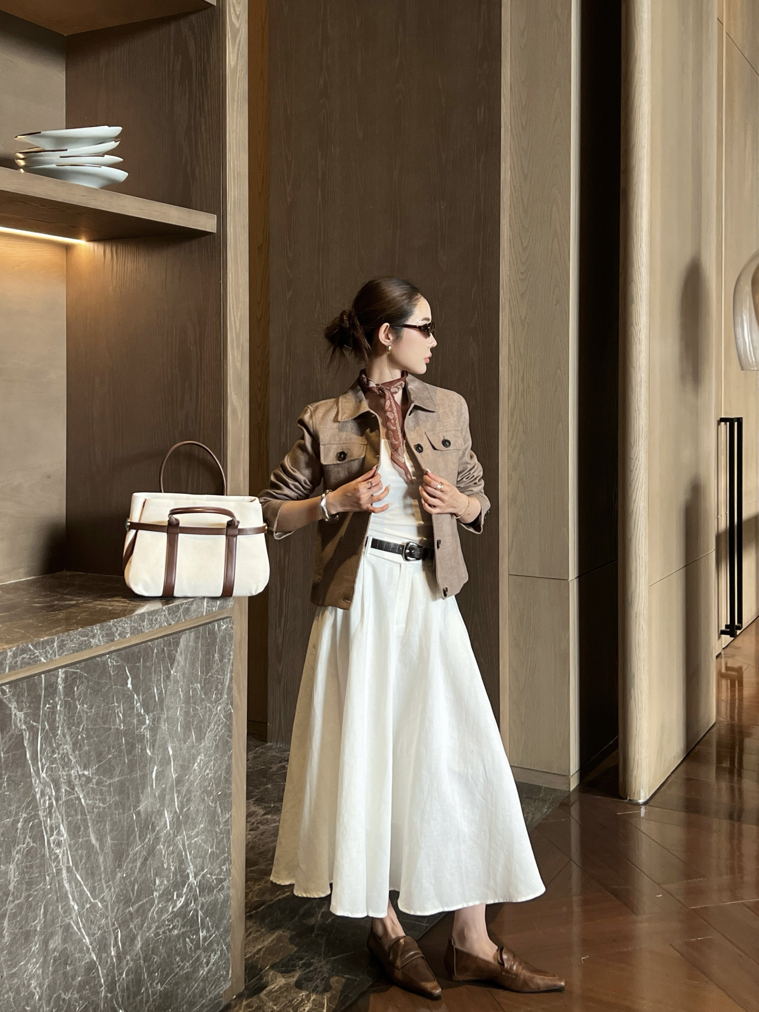 Brun 26ss lenen jacket
