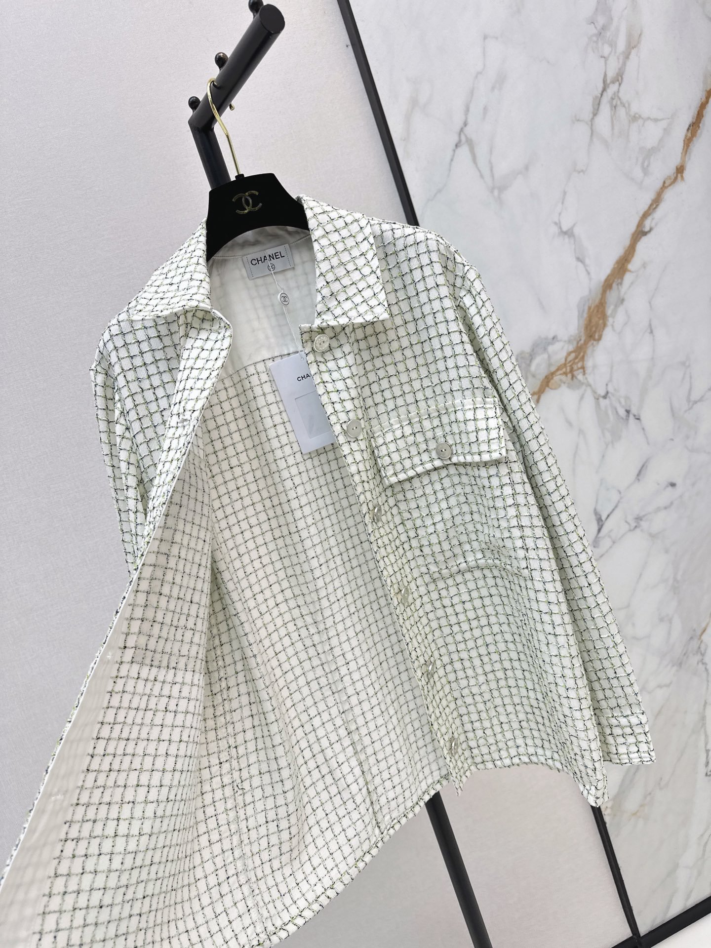 Chan 26fw tweed woven shirt jacket