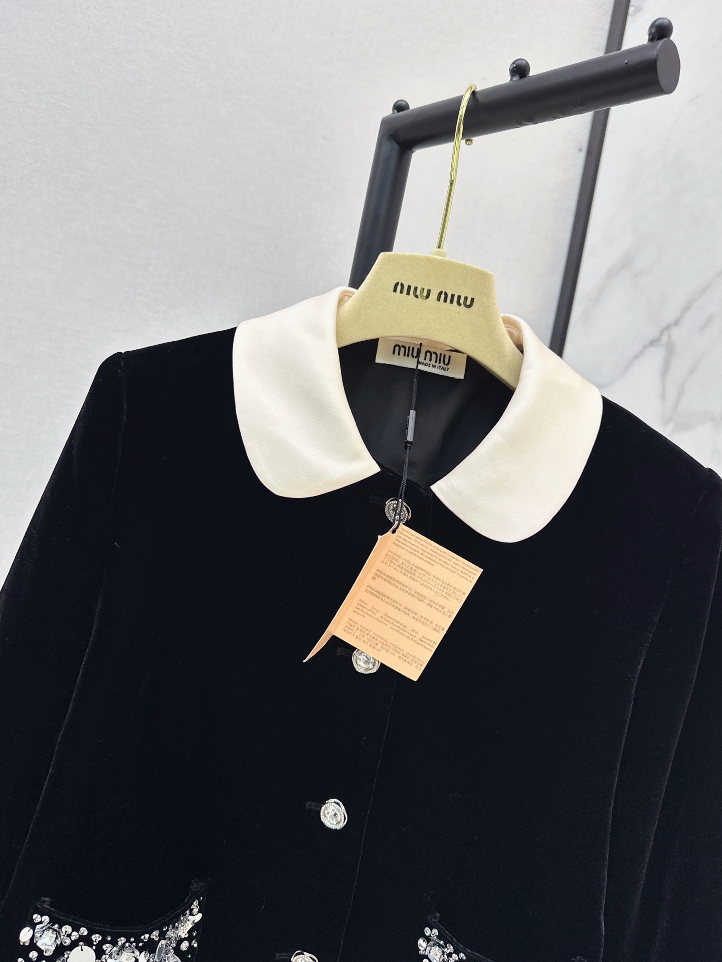 Miu 26fw rhinestone velvet jacket