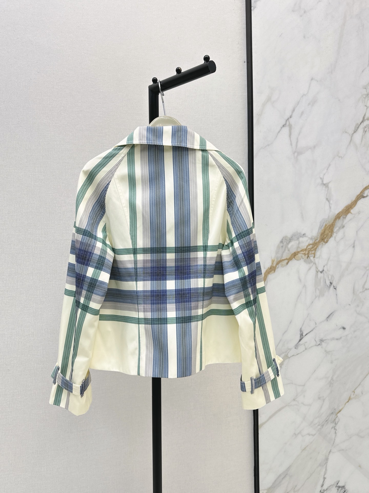 Bur 26fw check cropped trench coats