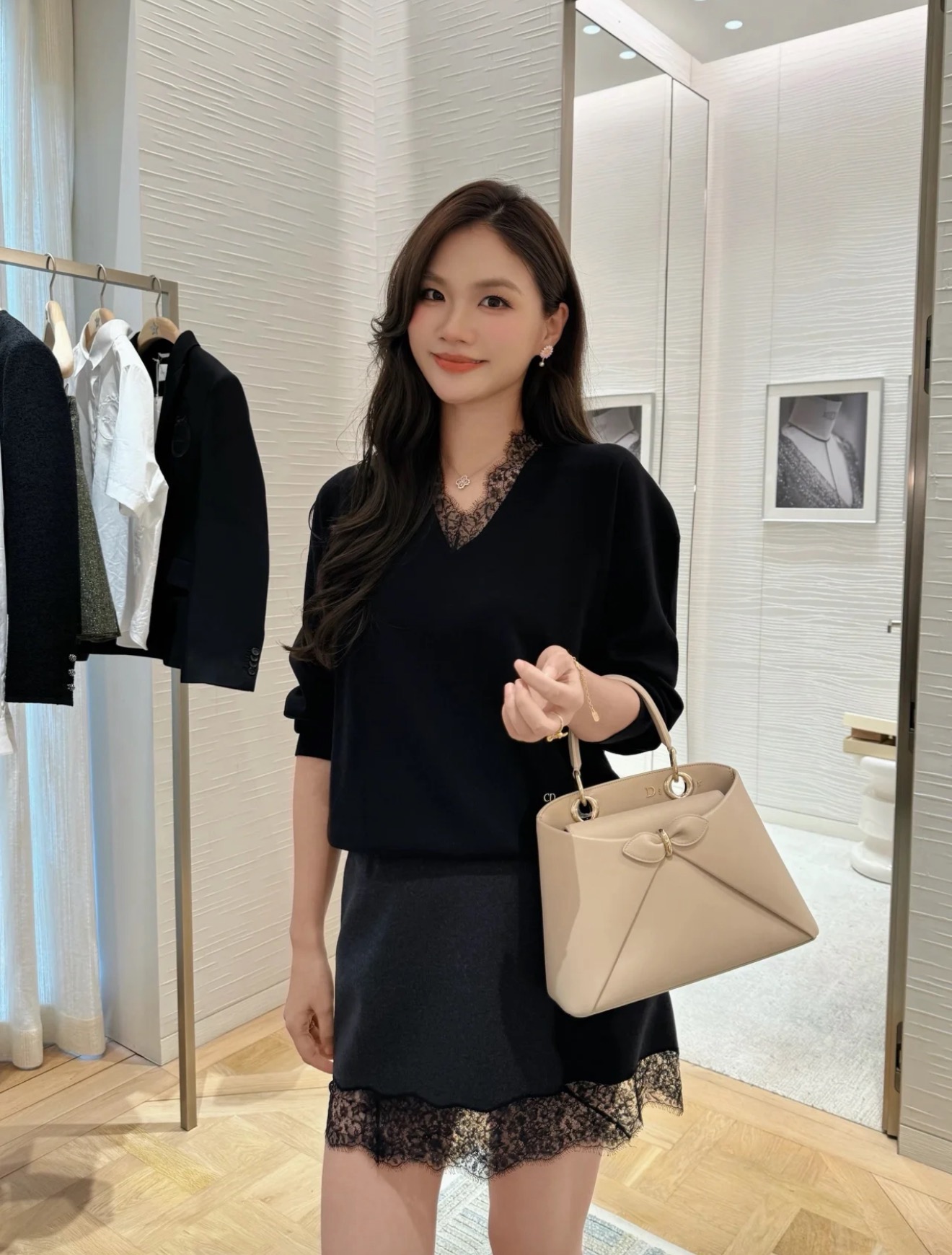 CD 26fw lace contract sweater