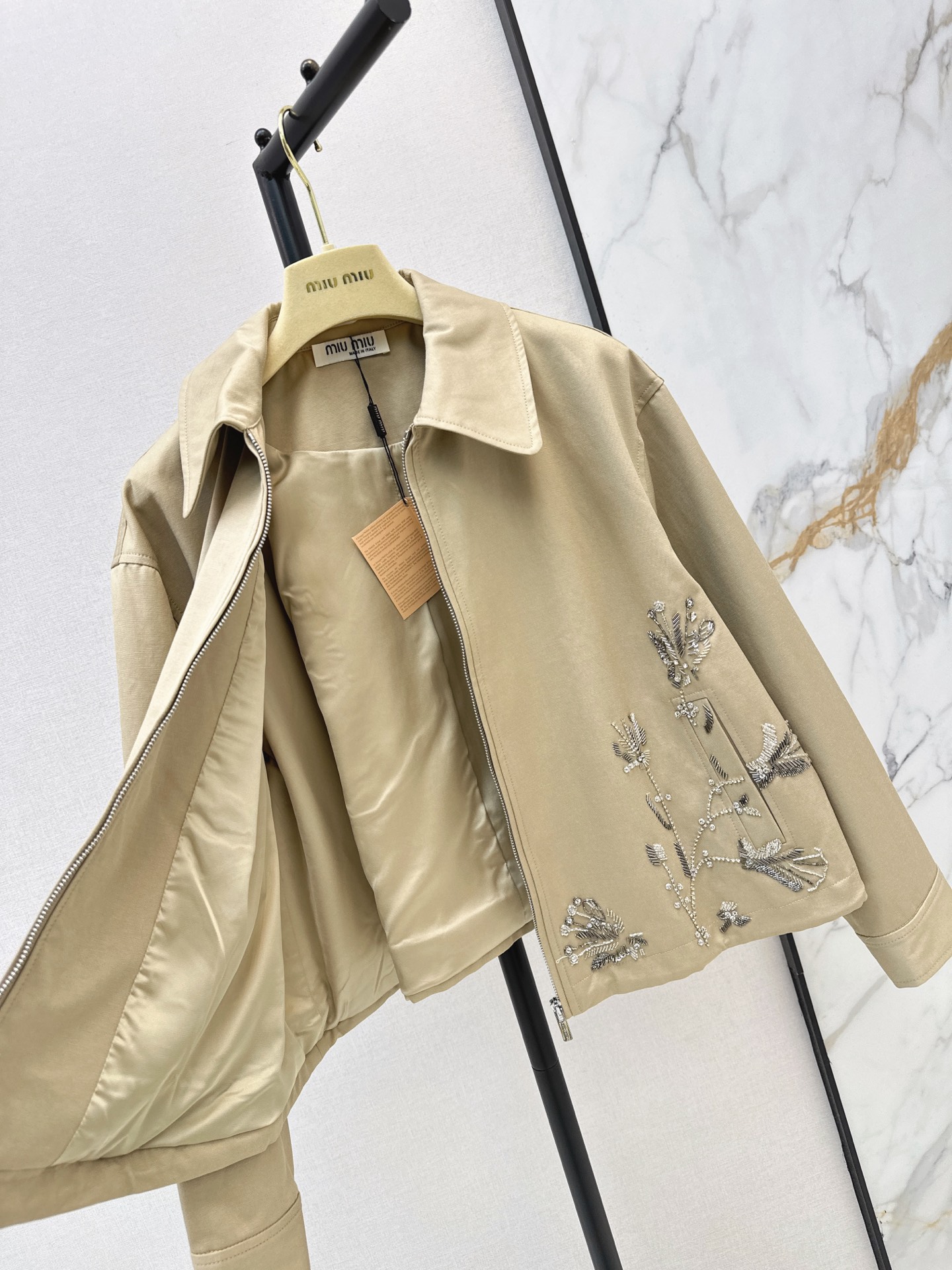 Miu 26fw beading cropped trench coats