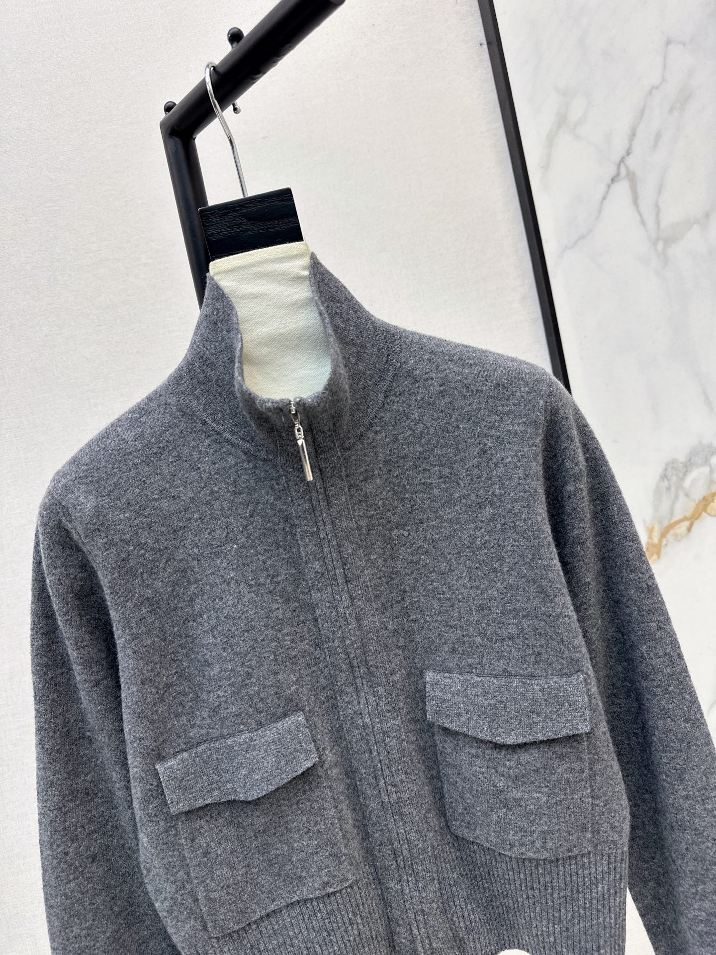 Brun 26fw stand collar knit cardigan