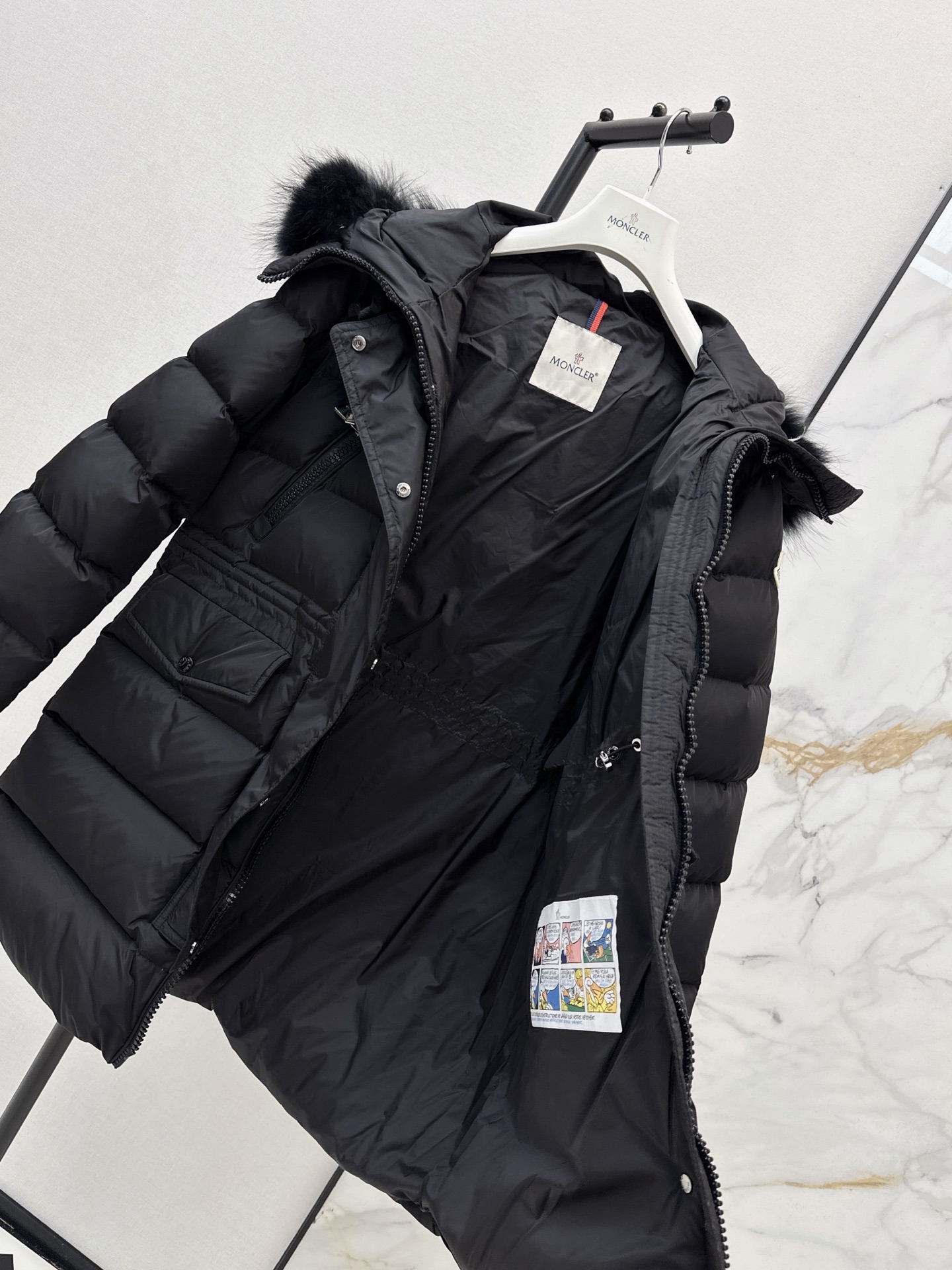Monc 26fw fur-trim hooded down jacket