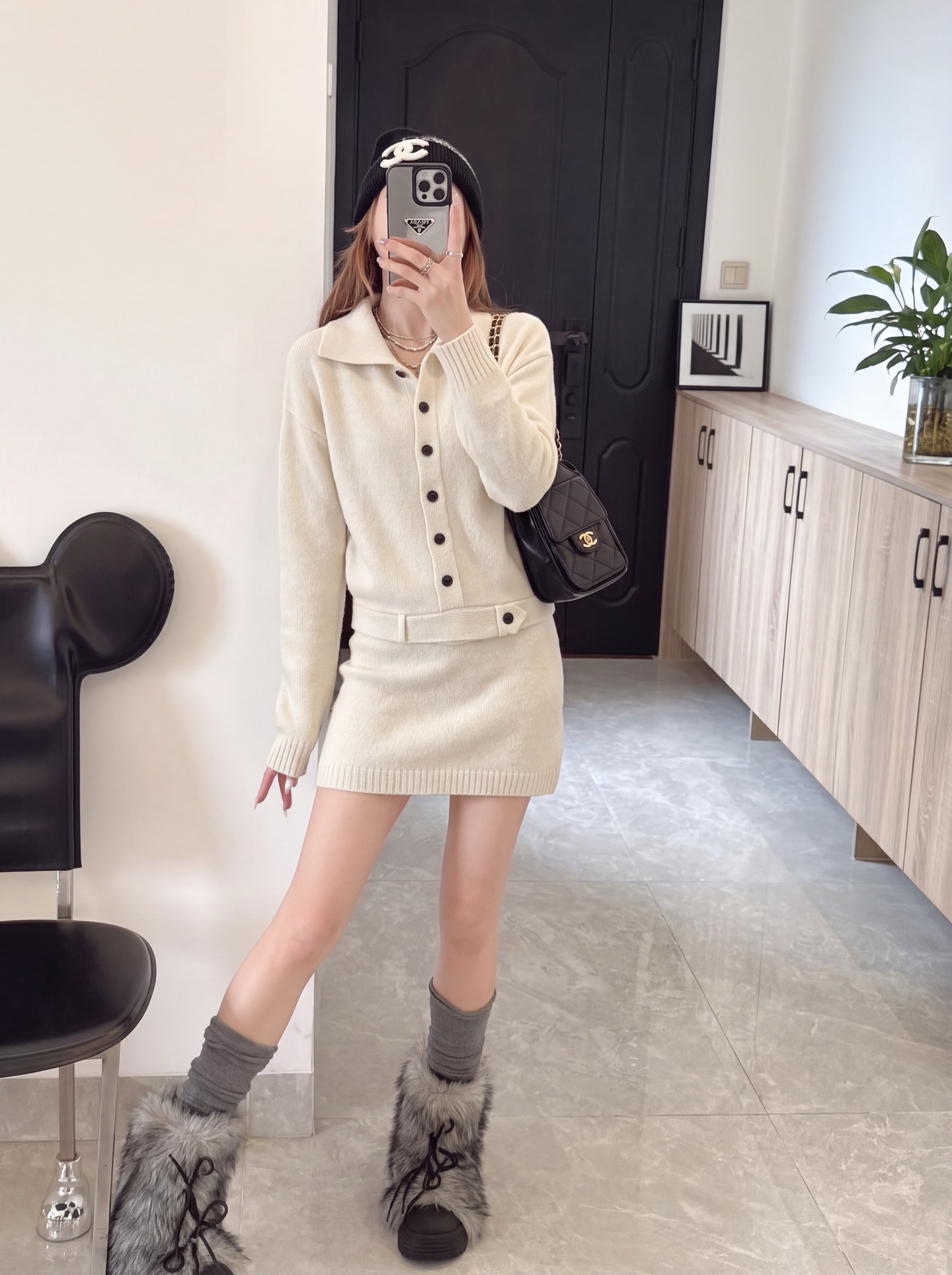 Max 26fw knit cardigan skirt sets