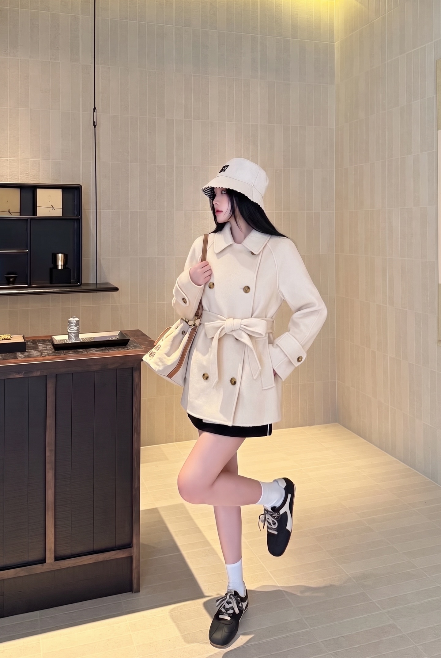 Max 26fw belted double button overcoats