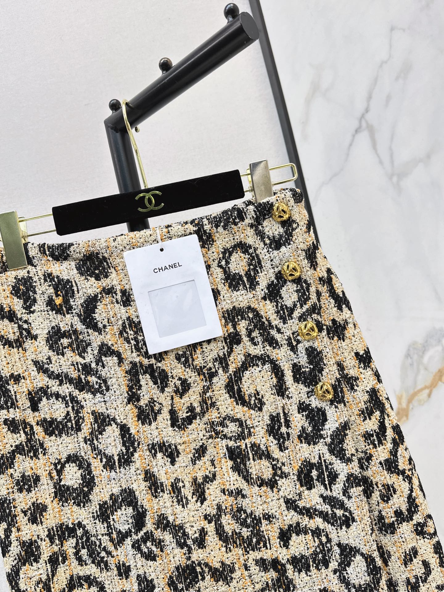 Chan 26fw leopard jacquard A-line skirt