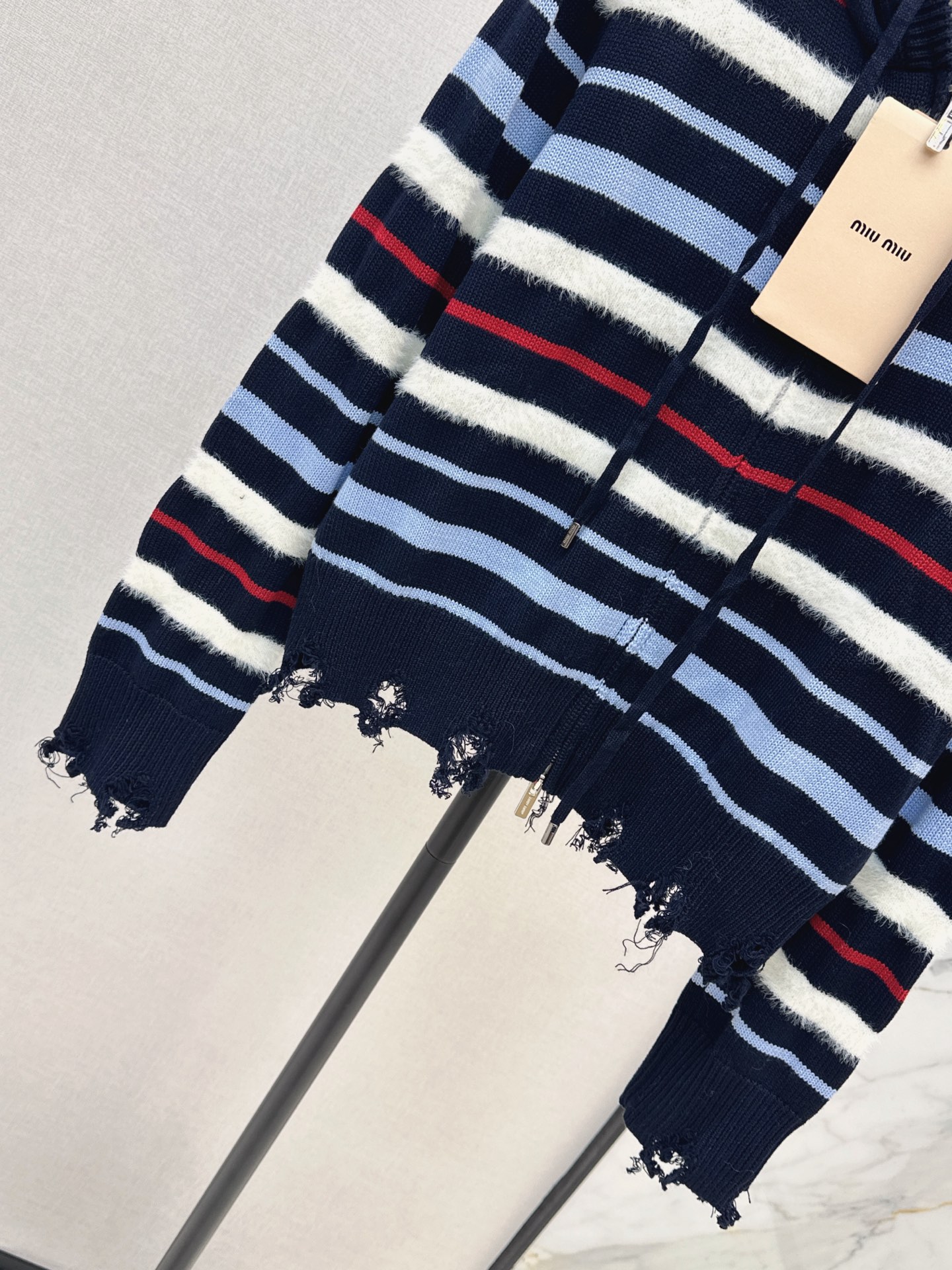 Miu 26fw stripe hooded knitwear