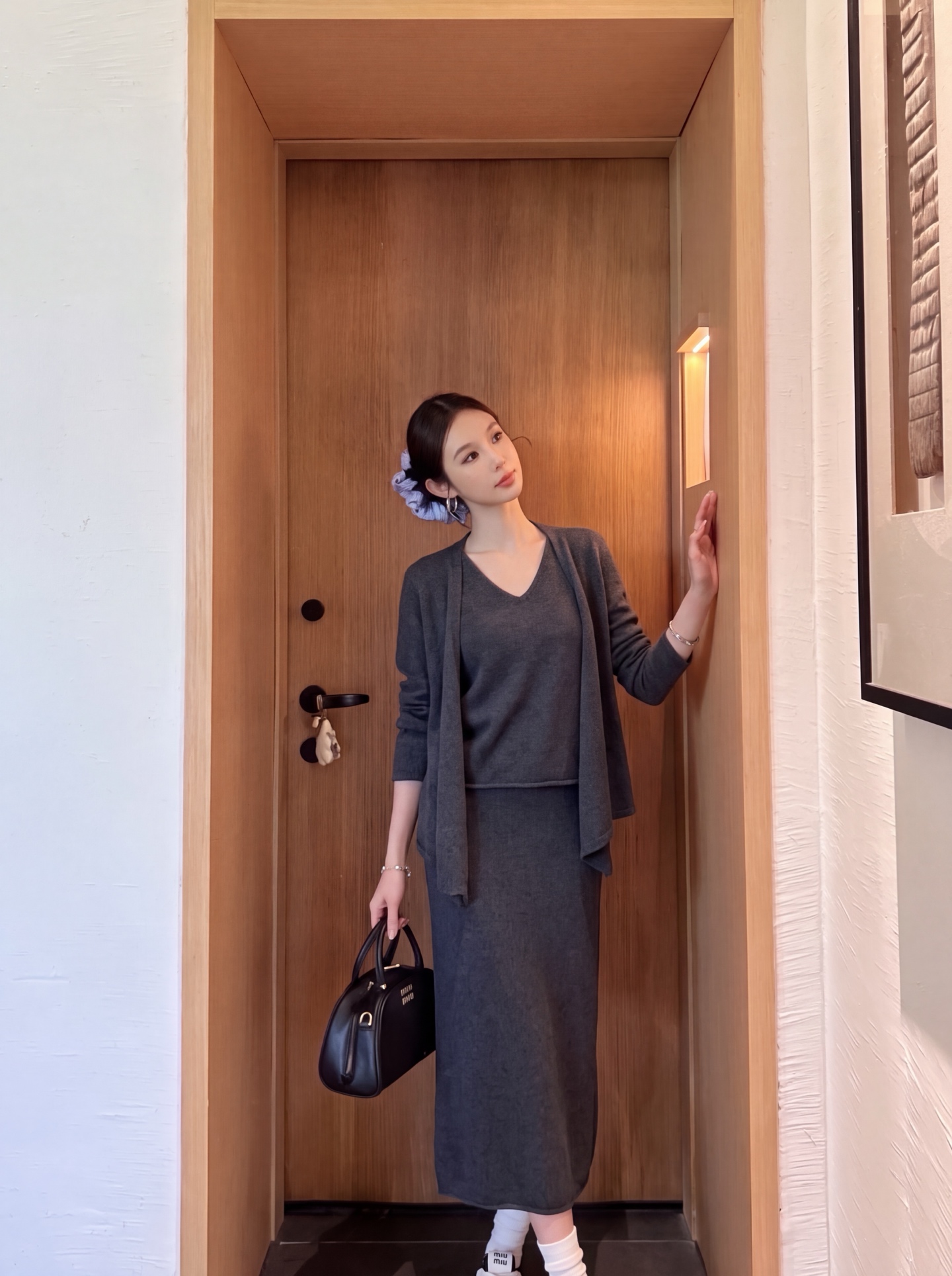 Max 26fw wool knit vest cardigan skirt sets