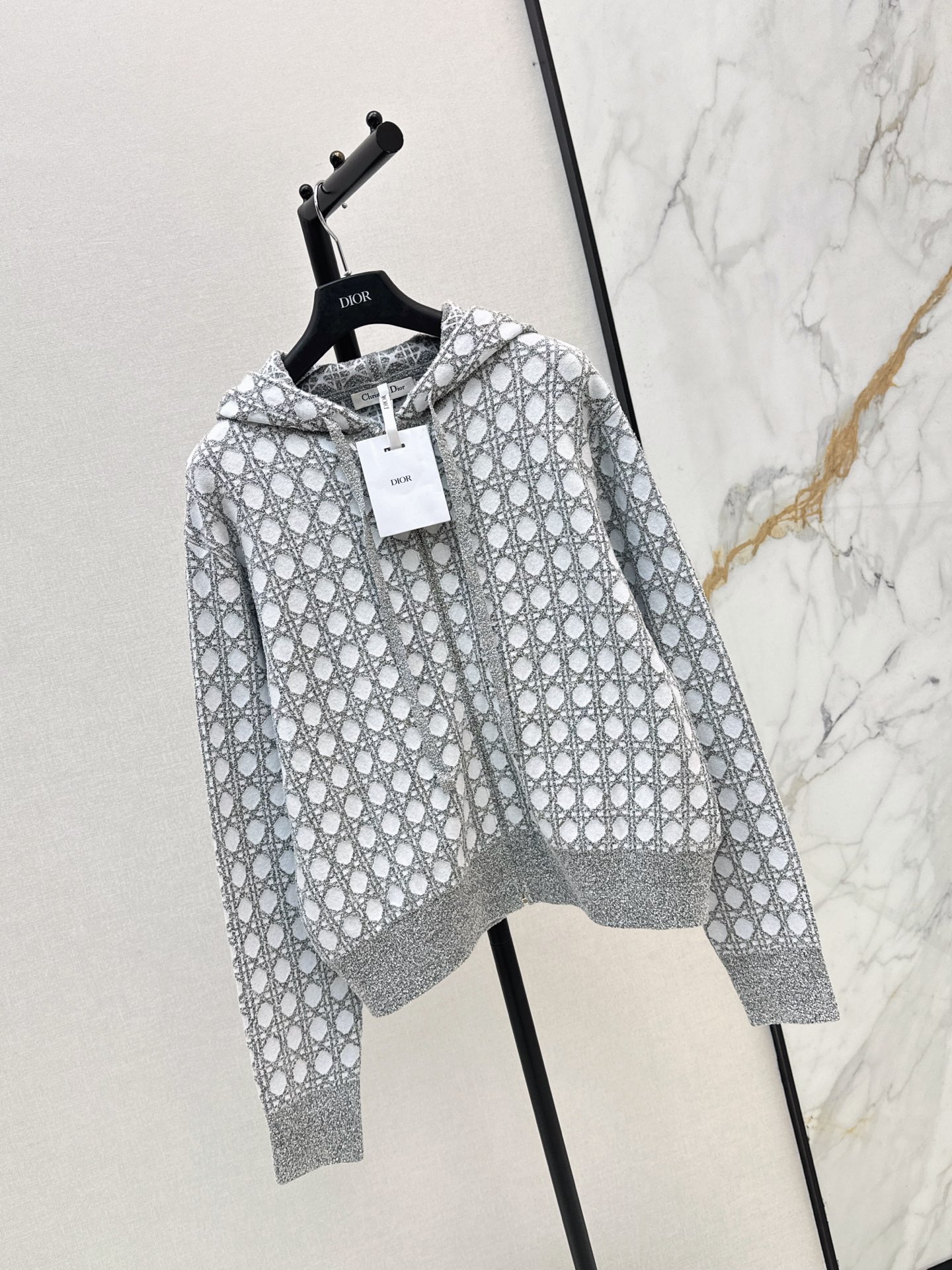 CD 26ss check jacquard knit hooded jacket