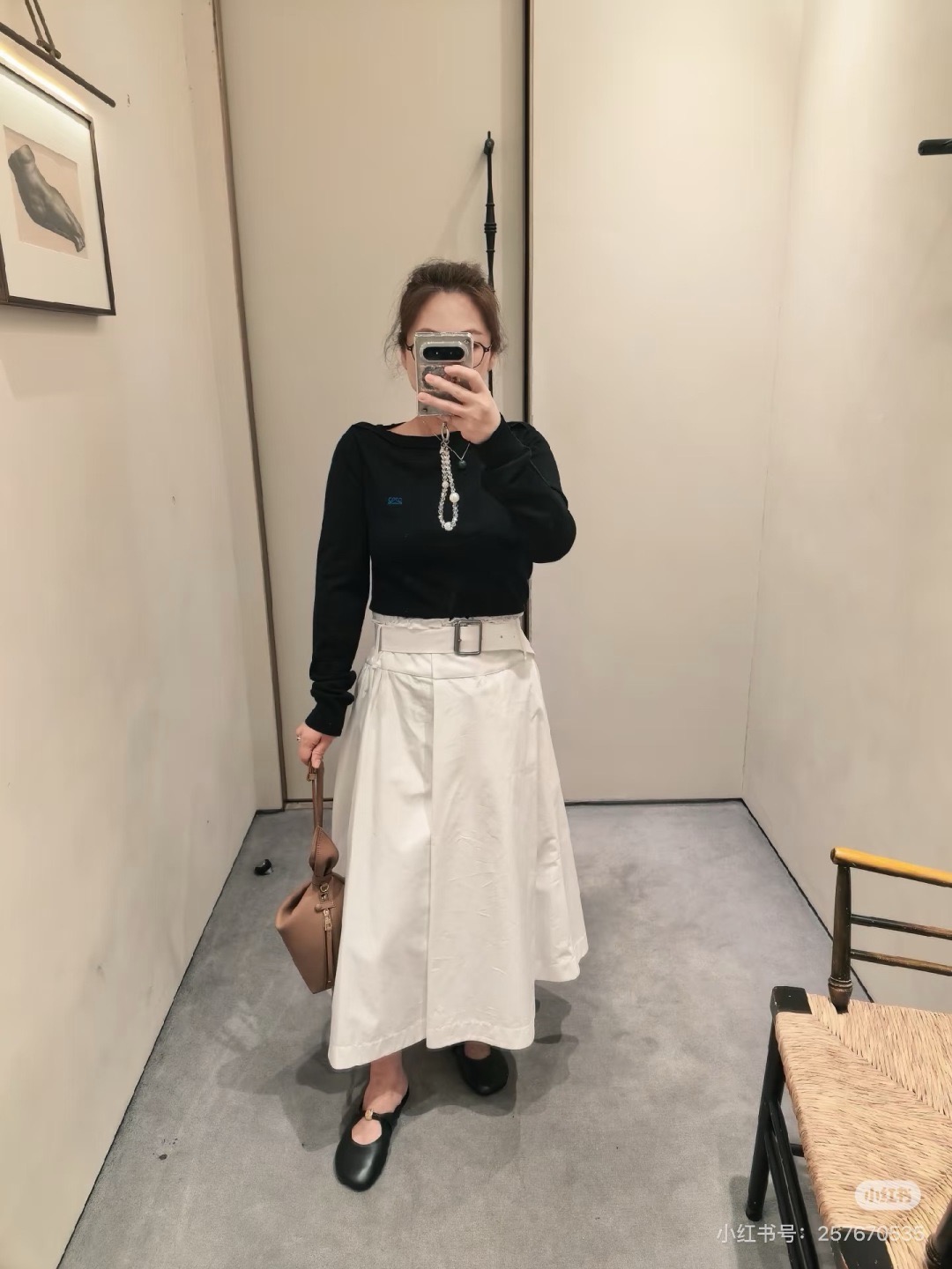 Loe 26ss belted pleated skirt