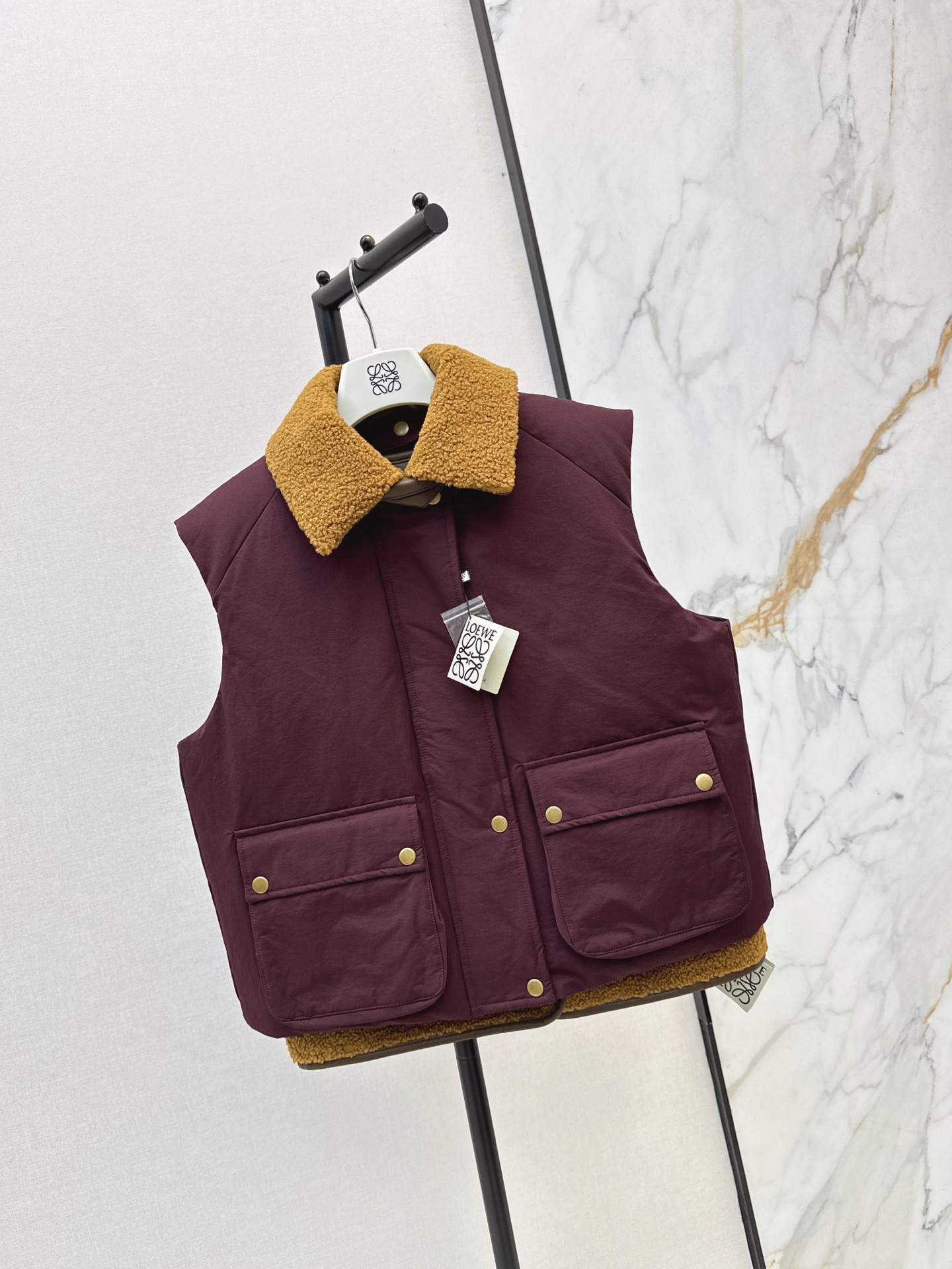 Loe 26fw tweed-fleece down vest