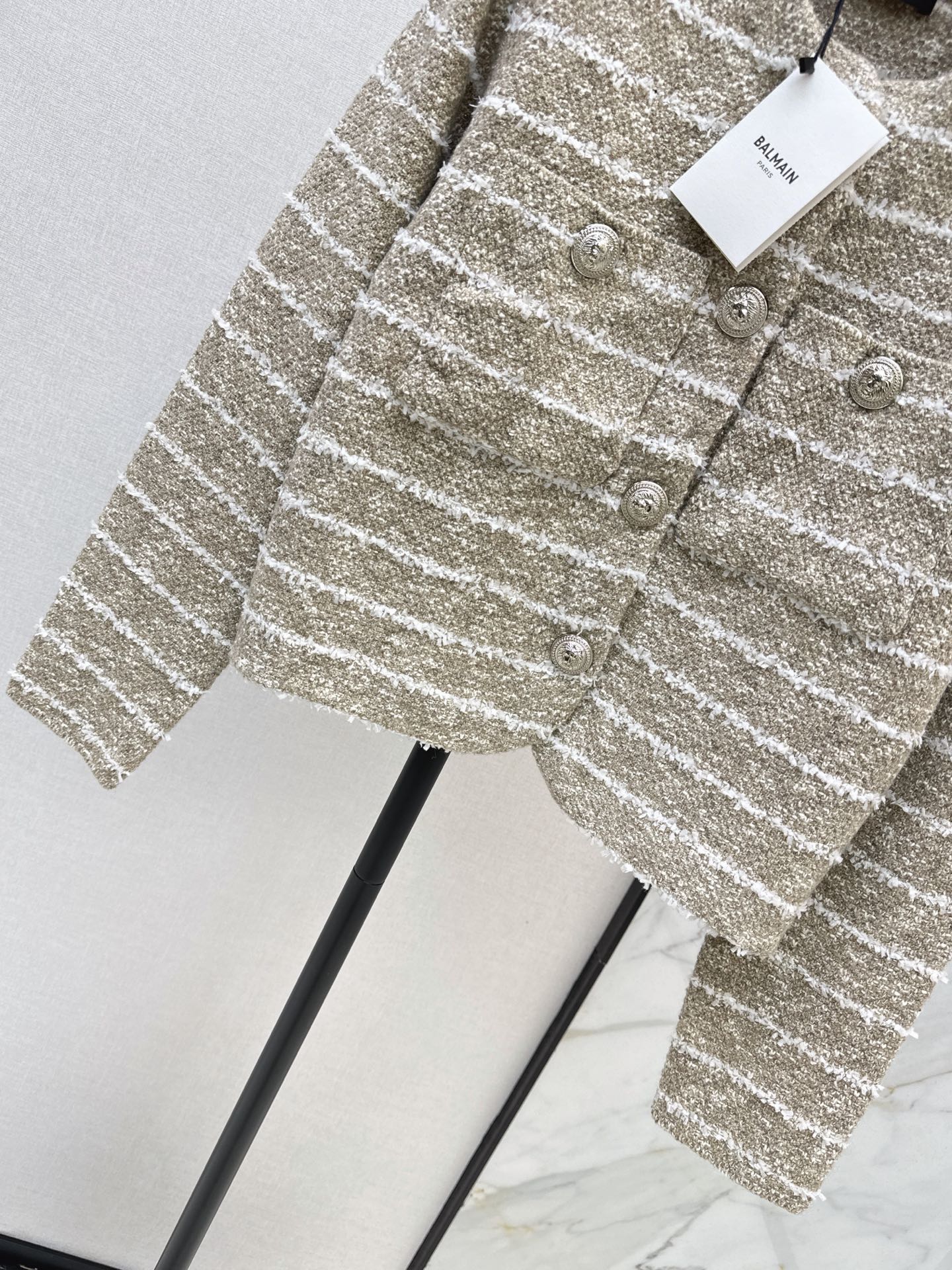 Bal 26fw stripe knit cardigan