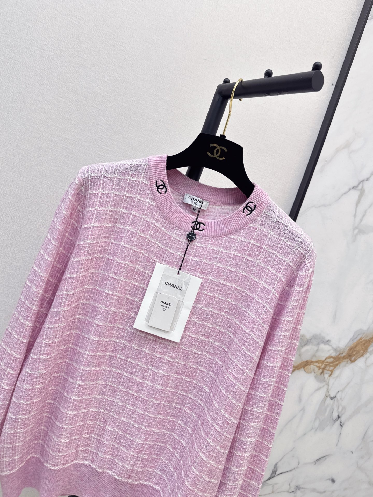 Chan 26fw check jacquard sweater